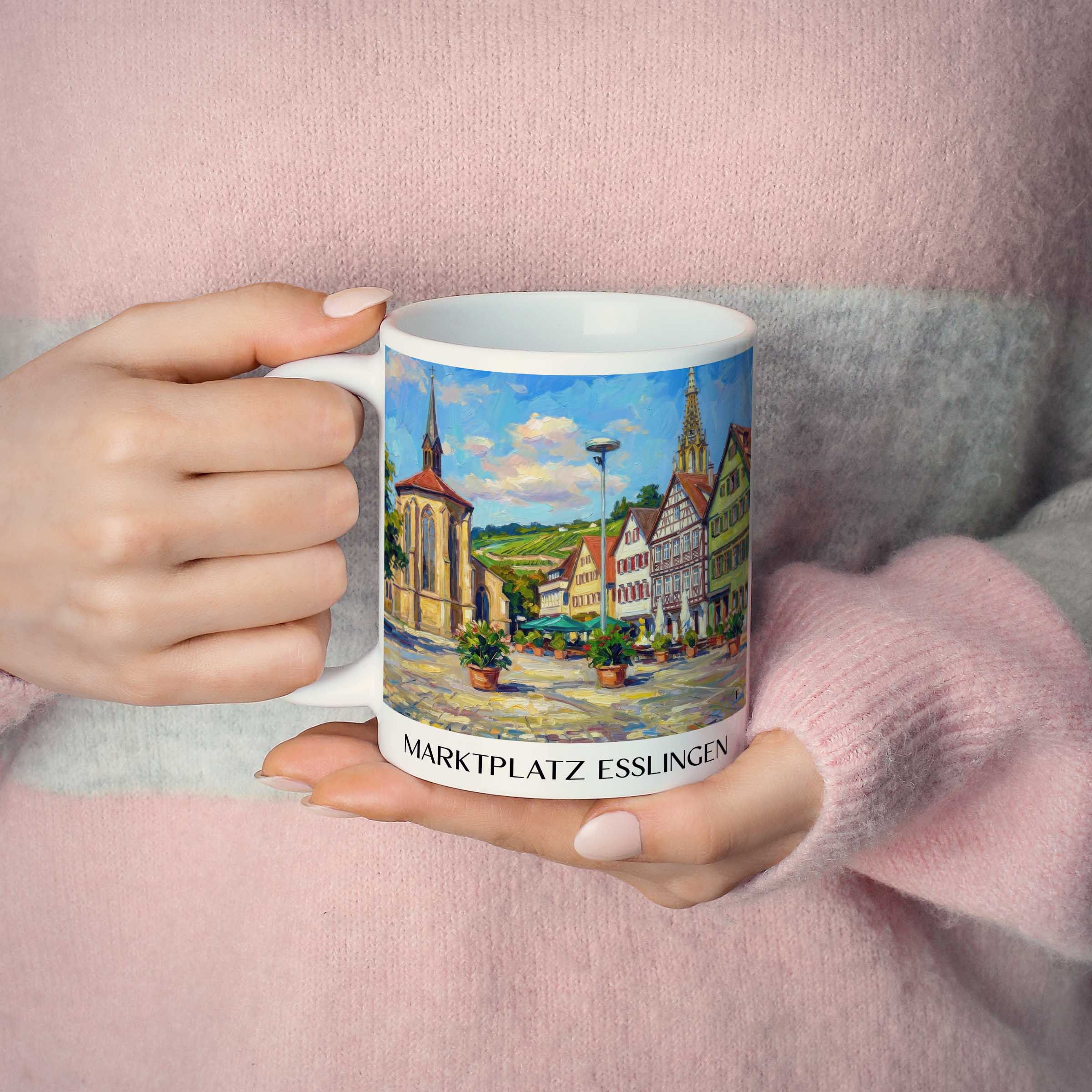 marktplatz-esslingen-am-neckar-deutschland-kaffeebecher-oil-painting-oelgemaelde