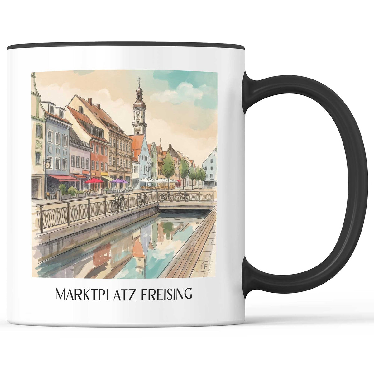 marktplatz-freising-deutschland-kaffeebecher-aquarell