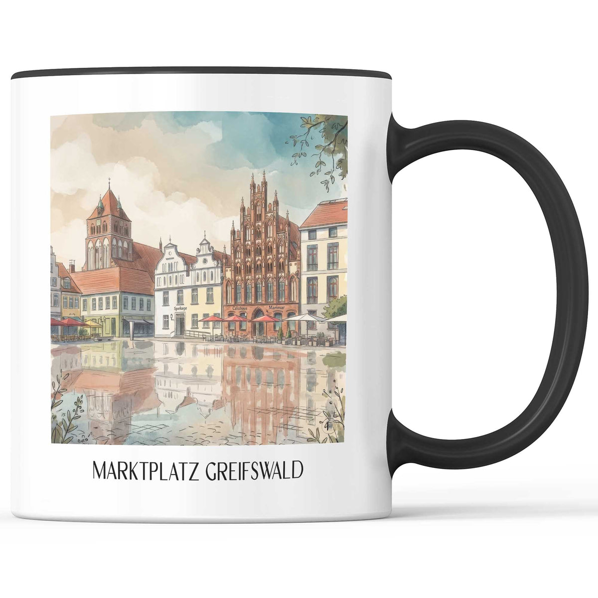 marktplatz-greifswald-deutschland-kaffeebecher-aquarell
