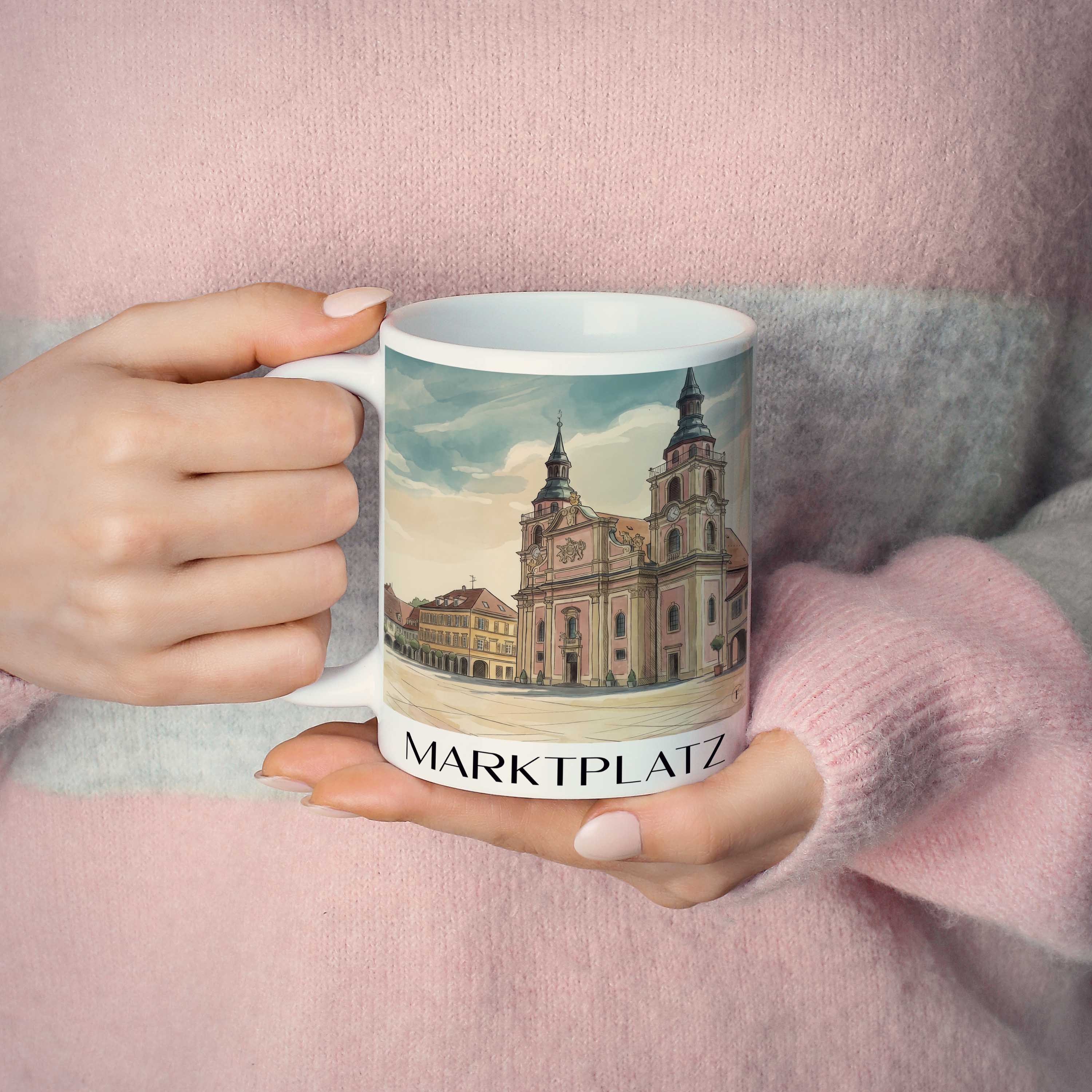 marktplatz-ludwigsburg-deutschland-kaffeebecher-aquarell