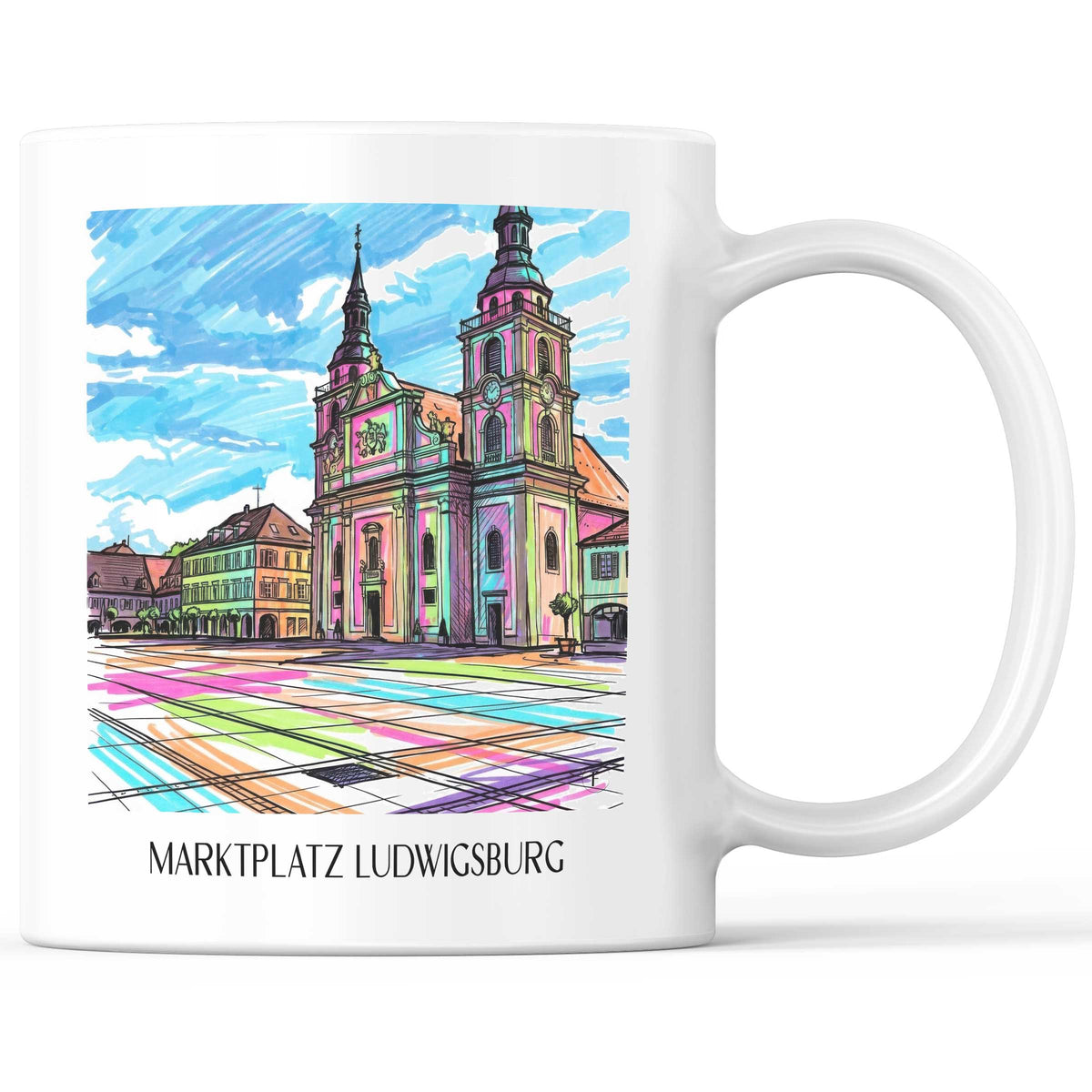 Marktplatz Kaffeebecher - Ludwigsburg - Deutschland Becher - Kaffeetasse im Tag Graffiti Stil - favplace