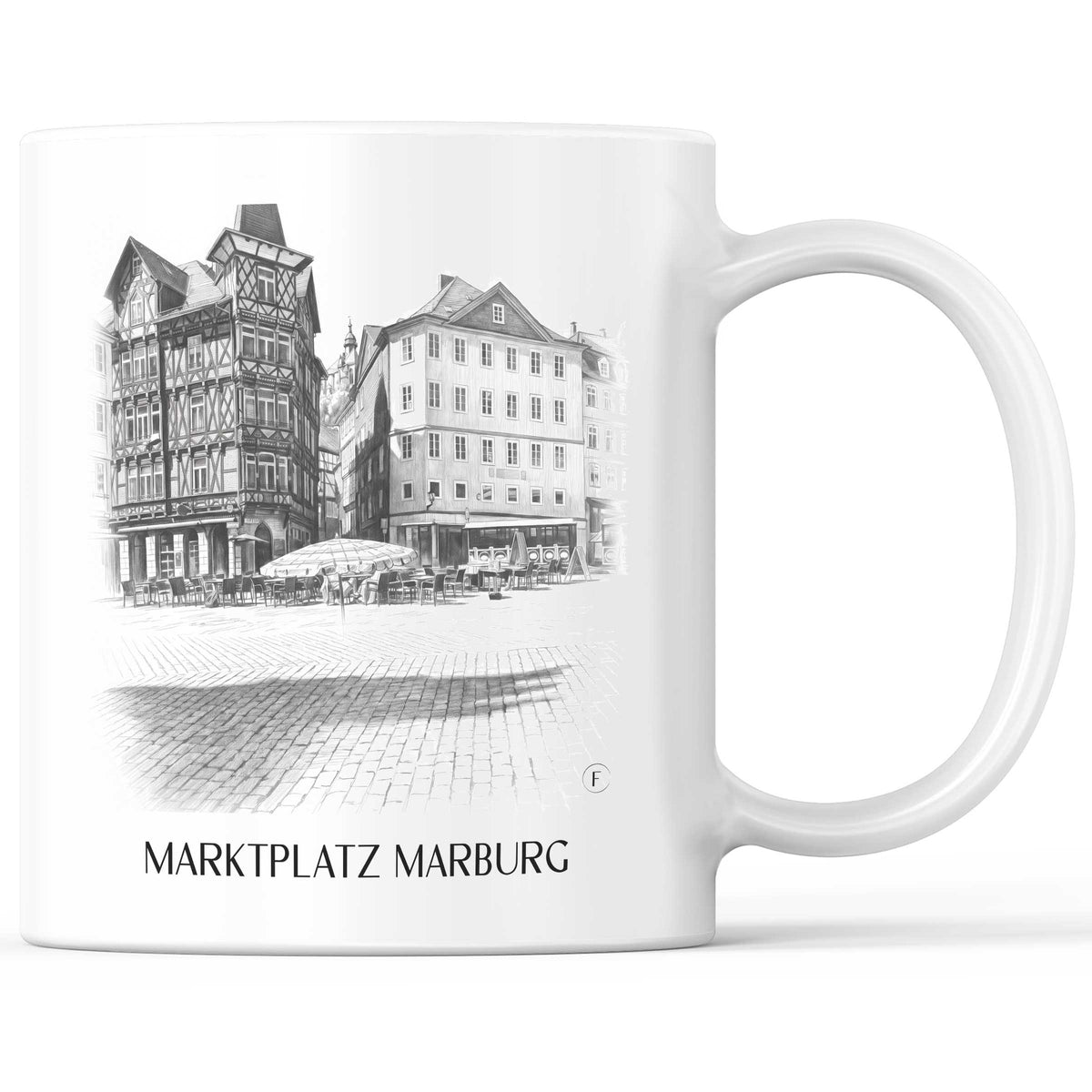Marktplatz Kaffeebecher - Marburg - Deutschland Becher - Kaffeetasse im Zeichnung Stil