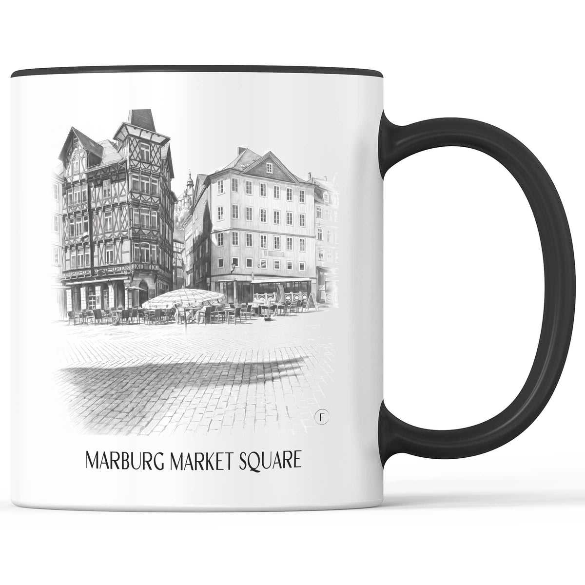Marktplatz Kaffeebecher - Marburg - Deutschland Becher - Kaffeetasse im Zeichnung Stil