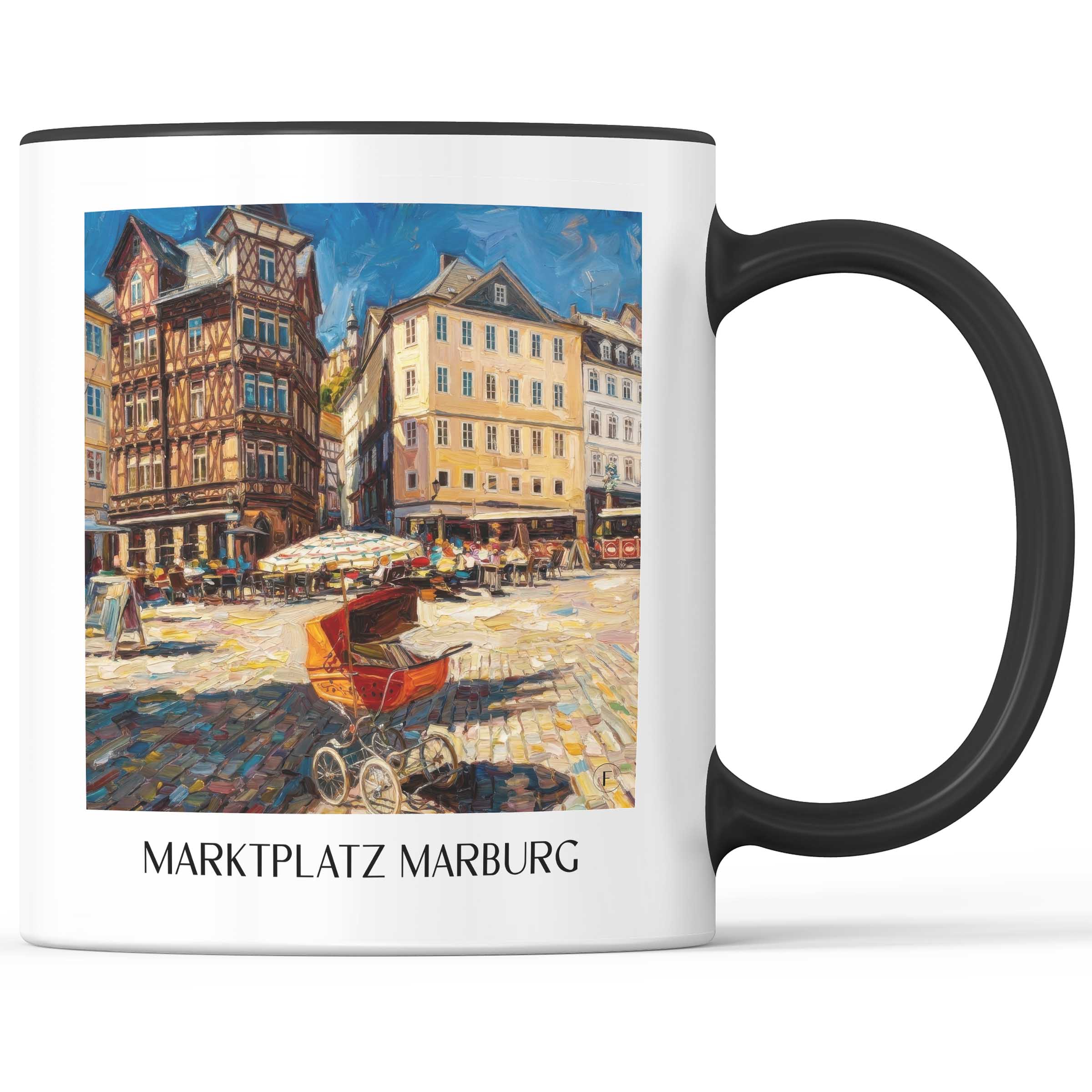 marktplatz-marburg-deutschland-kaffeebecher-oil-painting-oelgemaelde