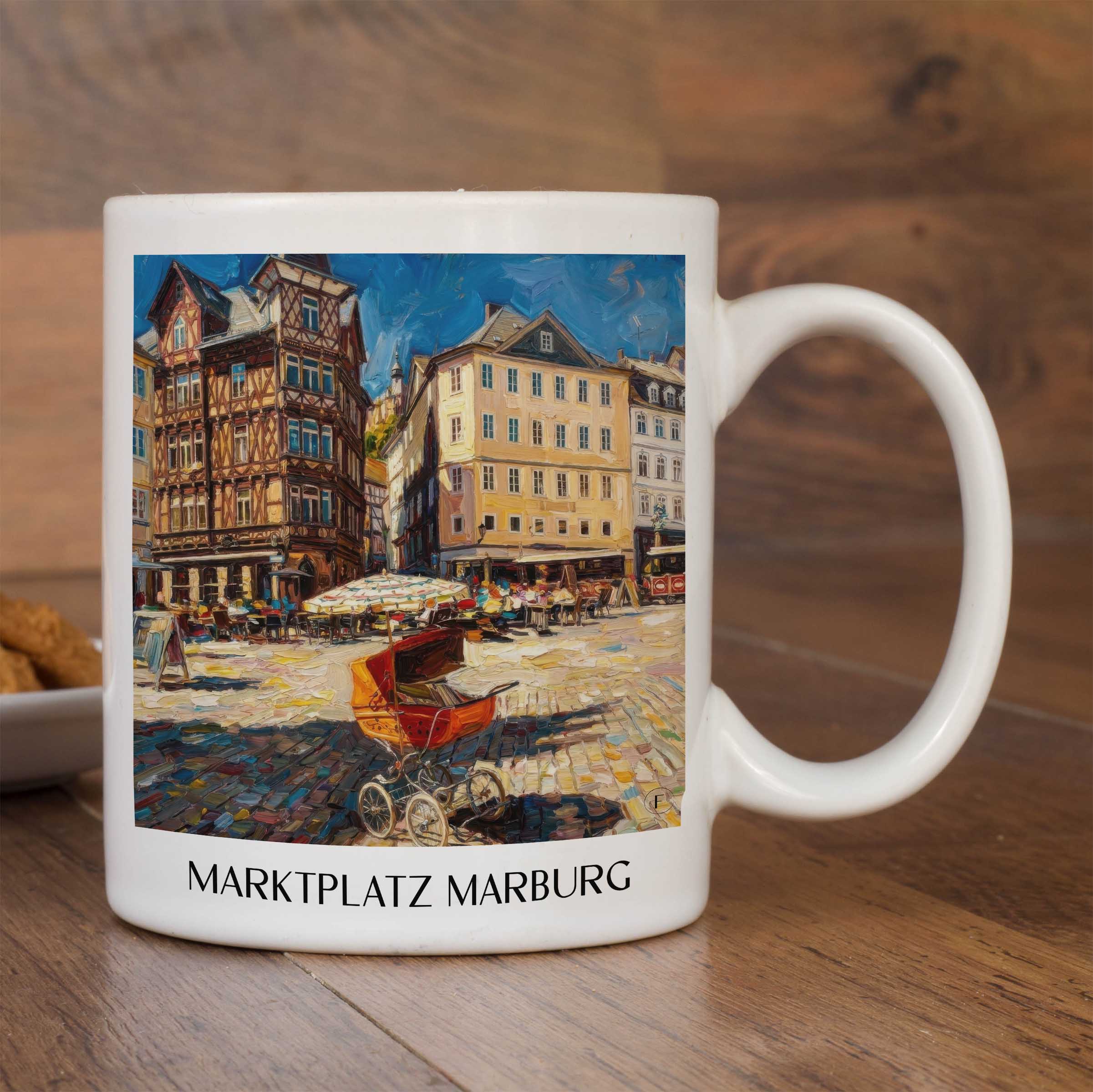 marktplatz-marburg-deutschland-kaffeebecher-oil-painting-oelgemaelde