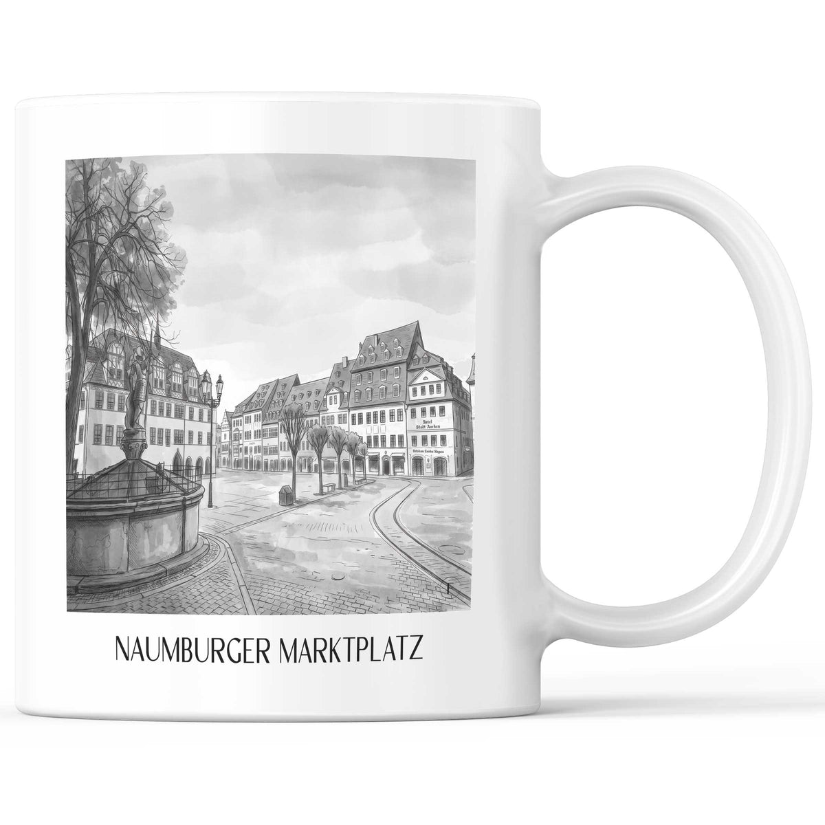 marktplatz-naumburg-deutschland-kaffeebecher-aquarell-schwarz-weiss