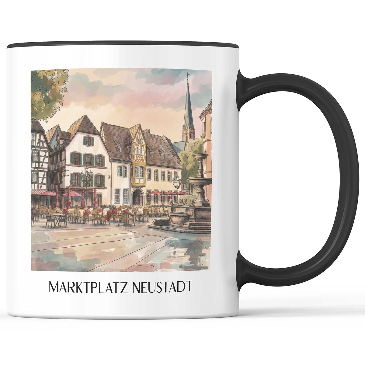 marktplatz-neustadt-an-der-weinstraße-deutschland-kaffeebecher-aquarell