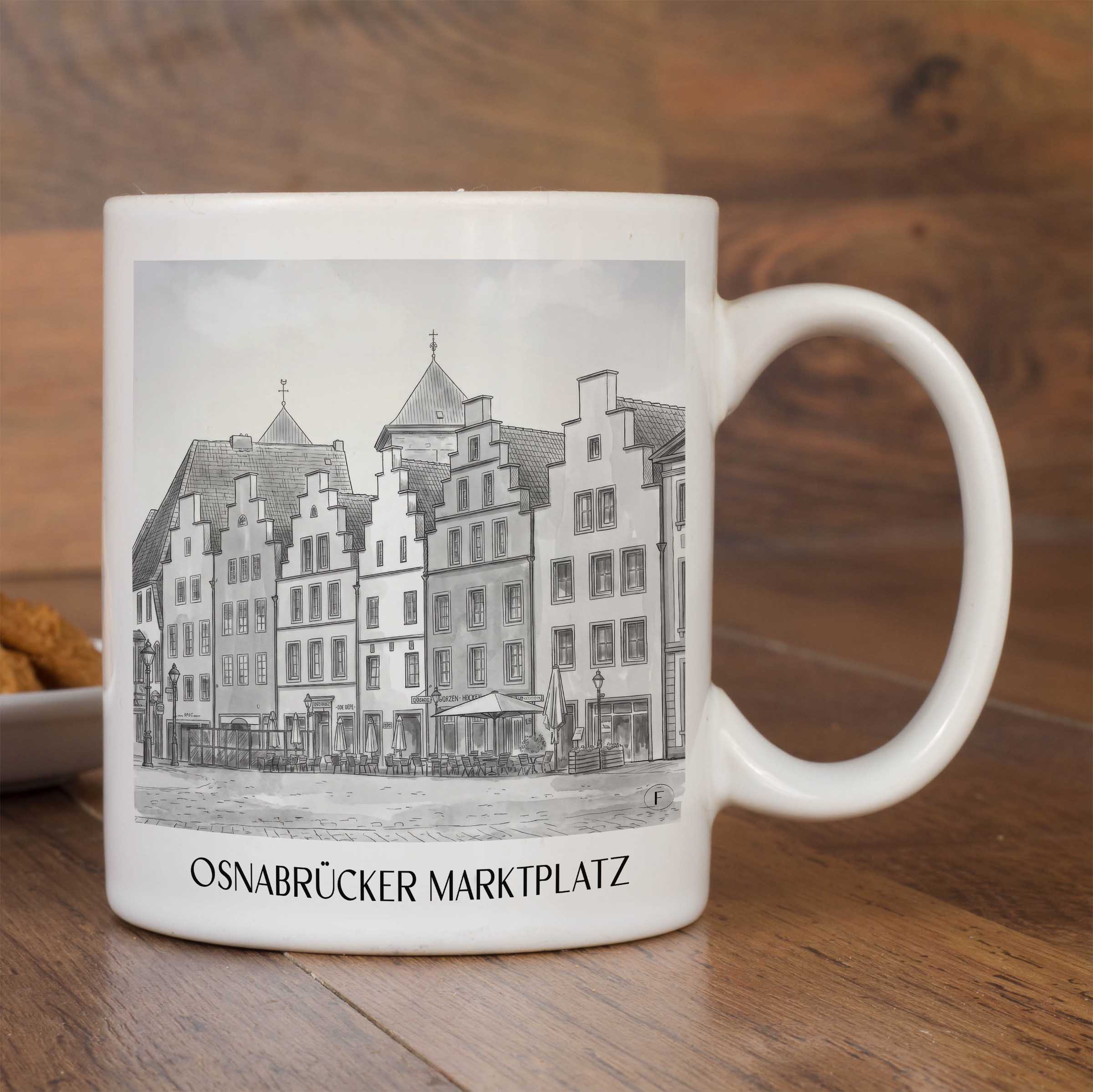 marktplatz-osnabrück-deutschland-kaffeebecher-aquarell-schwarz-weiss