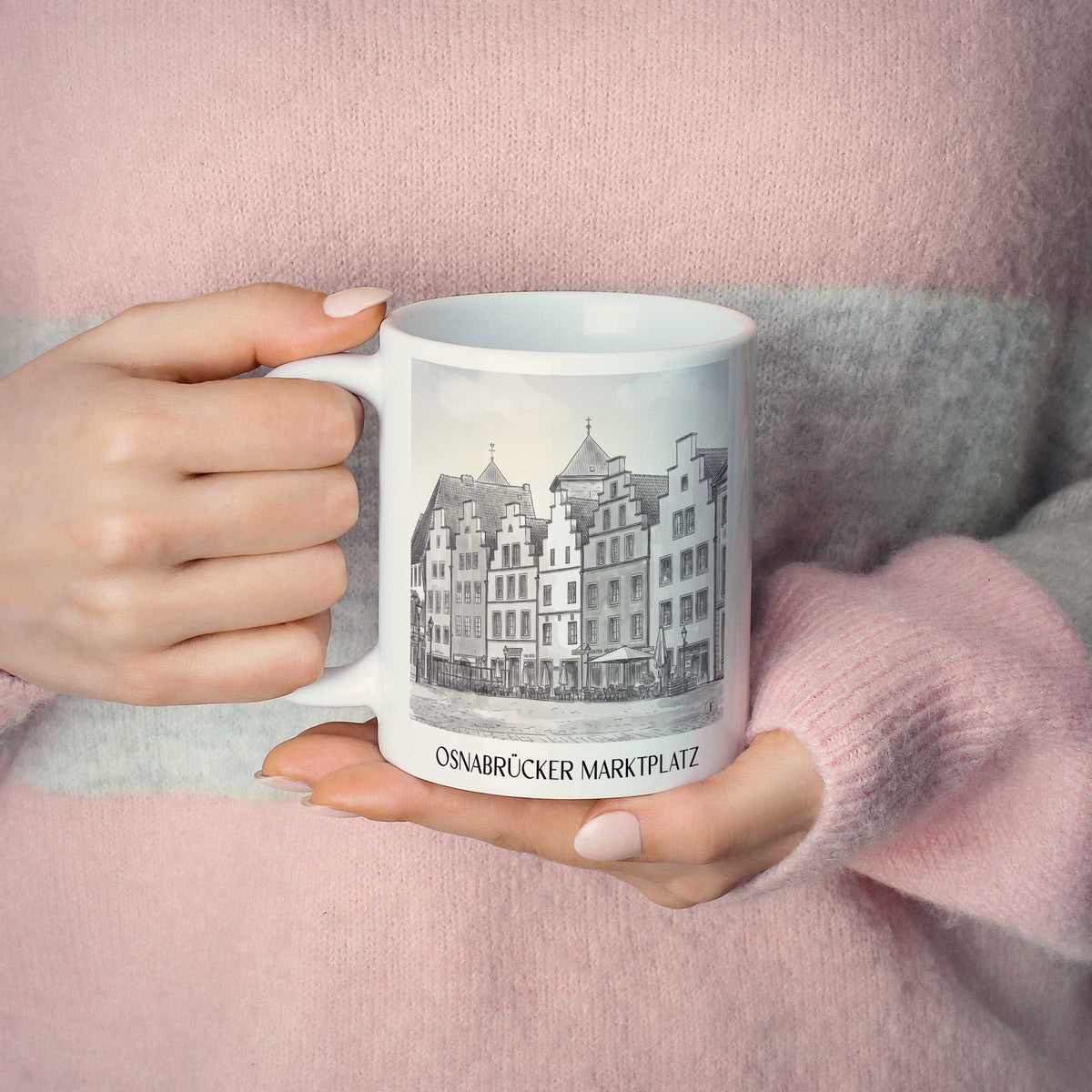 marktplatz-osnabrück-deutschland-kaffeebecher-aquarell-schwarz-weiss