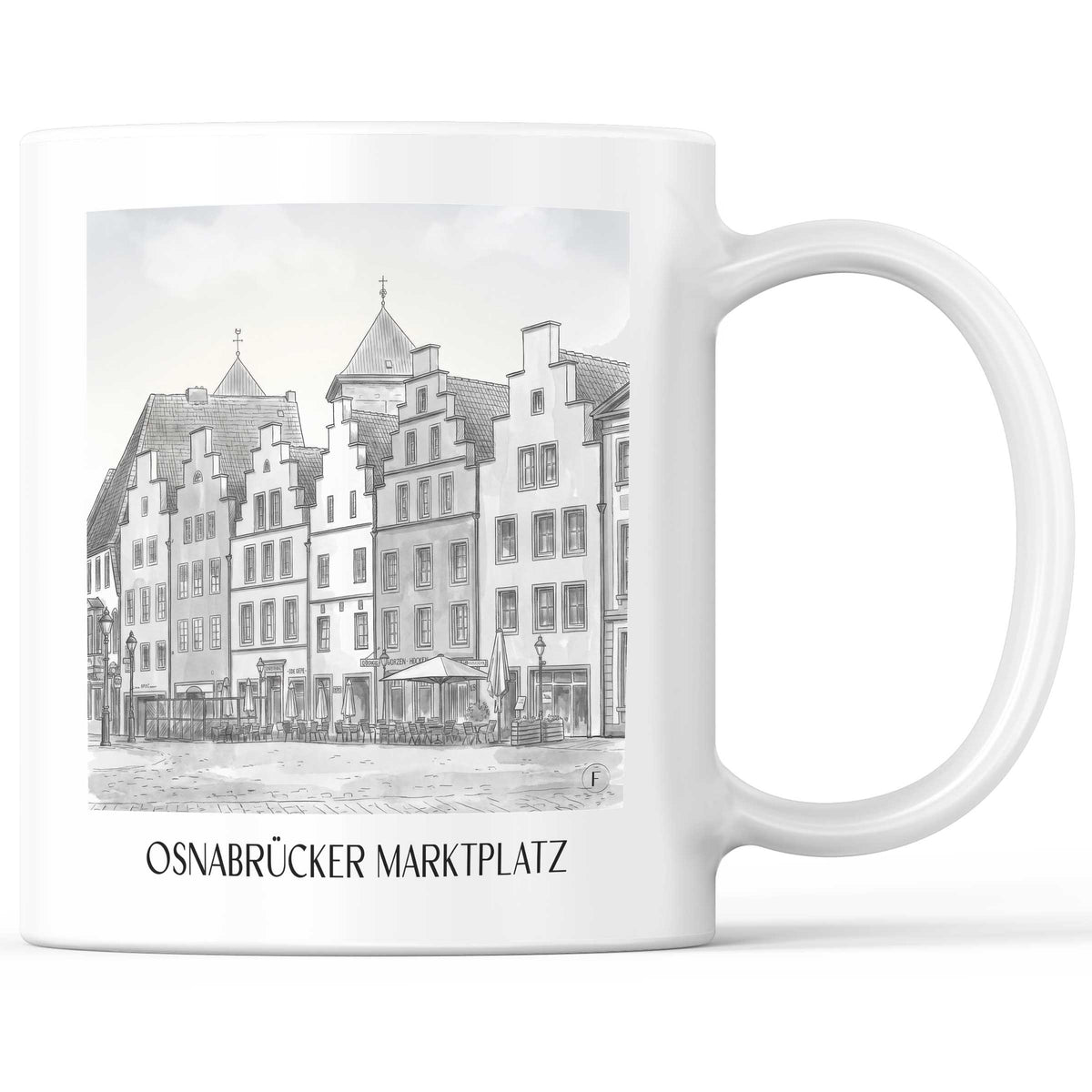 marktplatz-osnabrück-deutschland-kaffeebecher-aquarell-schwarz-weiss
