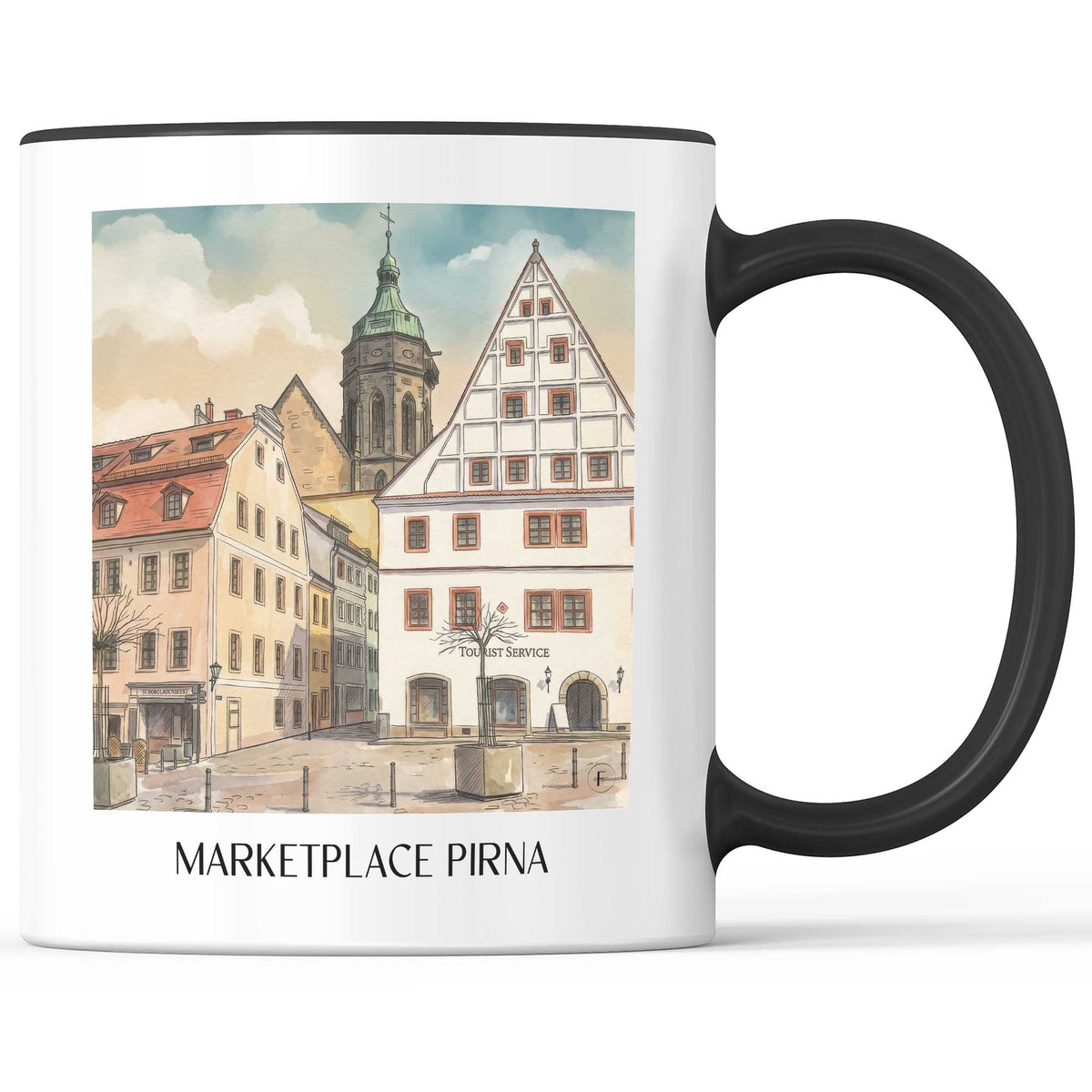 Marktplatz Kaffeebecher - Pirna - Deutschland Becher - Kaffeetasse im Aquarell Stil - favplace