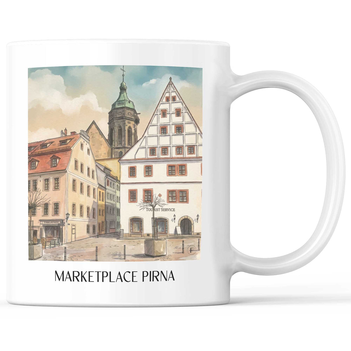Marktplatz Kaffeebecher - Pirna - Deutschland Becher - Kaffeetasse im Aquarell Stil - favplace