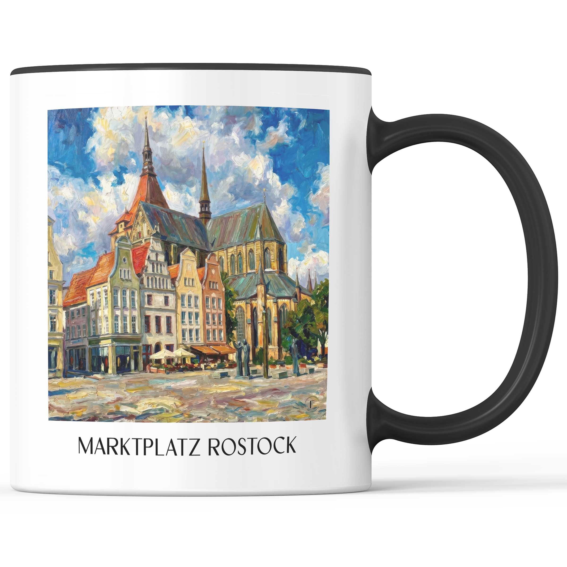 marktplatz-rostock-deutschland-kaffeebecher-oil-painting-oelgemaelde