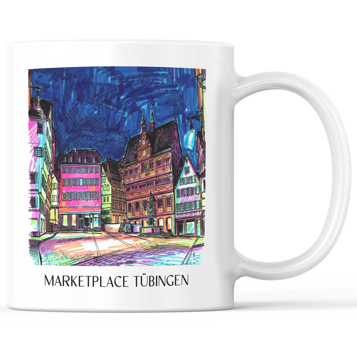 Marktplatz Kaffeebecher - Tübingen - Deutschland Becher - Kaffeetasse im Tag Graffiti Stil - favplace