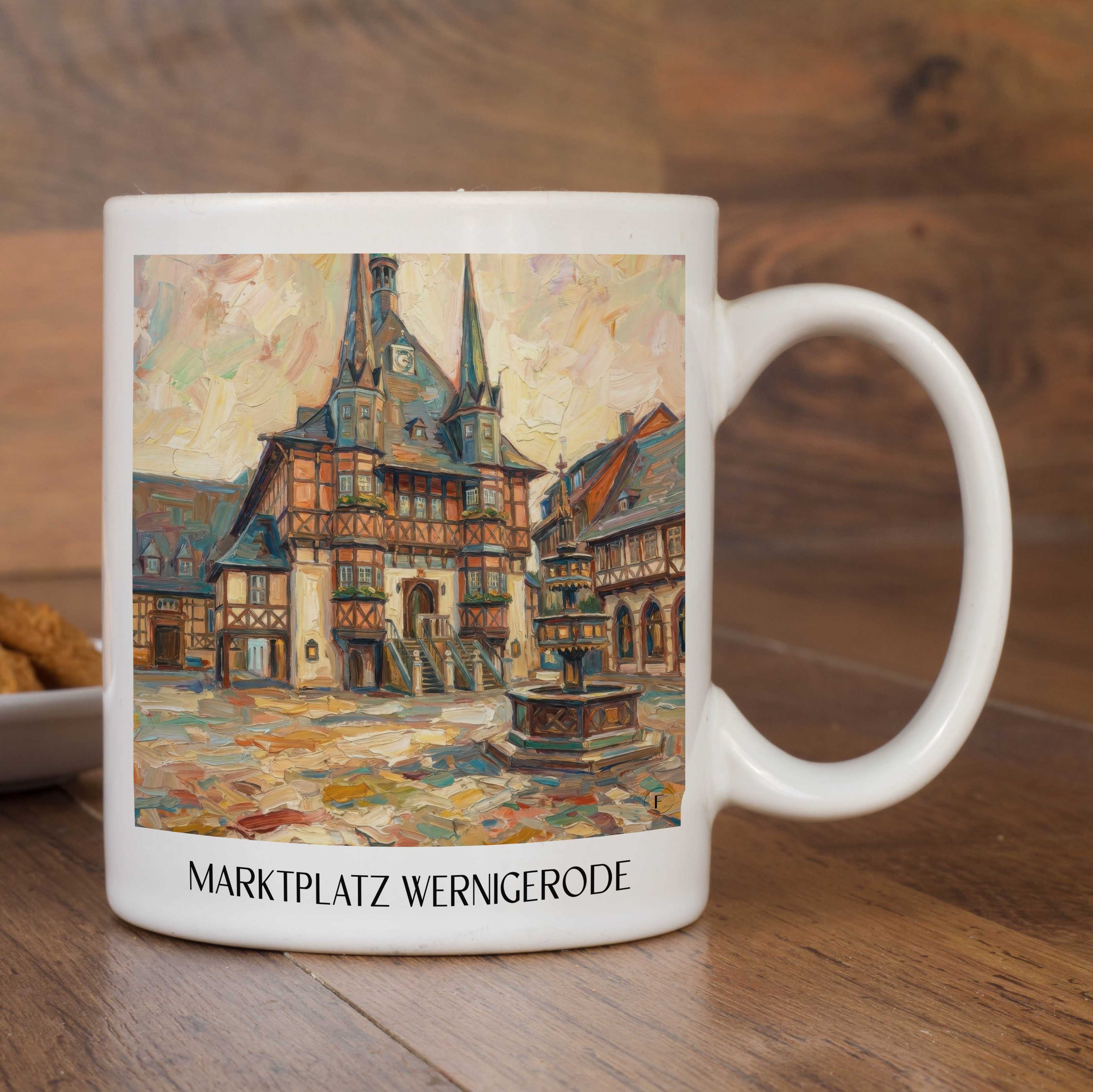 marktplatz-wernigerode-deutschland-kaffeebecher-oil-painting-oelgemaelde