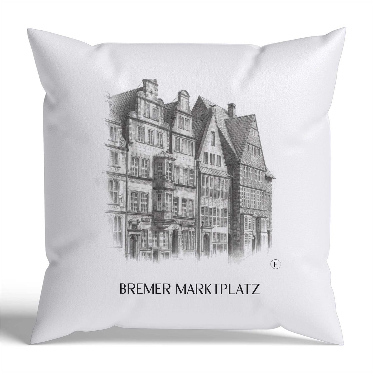 marktplatz-bremen-deutschland-kissenbezug-bleistift-zeichnung-drawing