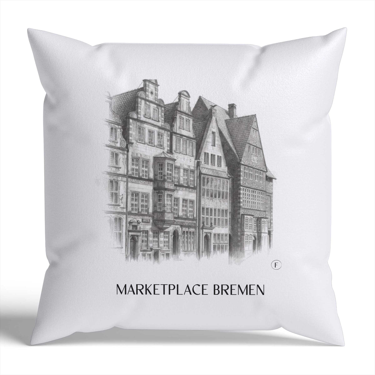 Marktplatz Kissenhülle - Zierkissen Bezug - Bremen - Deutschland Kissen bzw. Kissenbezug im Zeichnung Stil - favplace