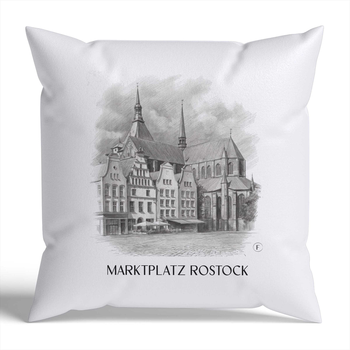marktplatz-rostock-deutschland-kissenbezug-bleistift-zeichnung-drawing