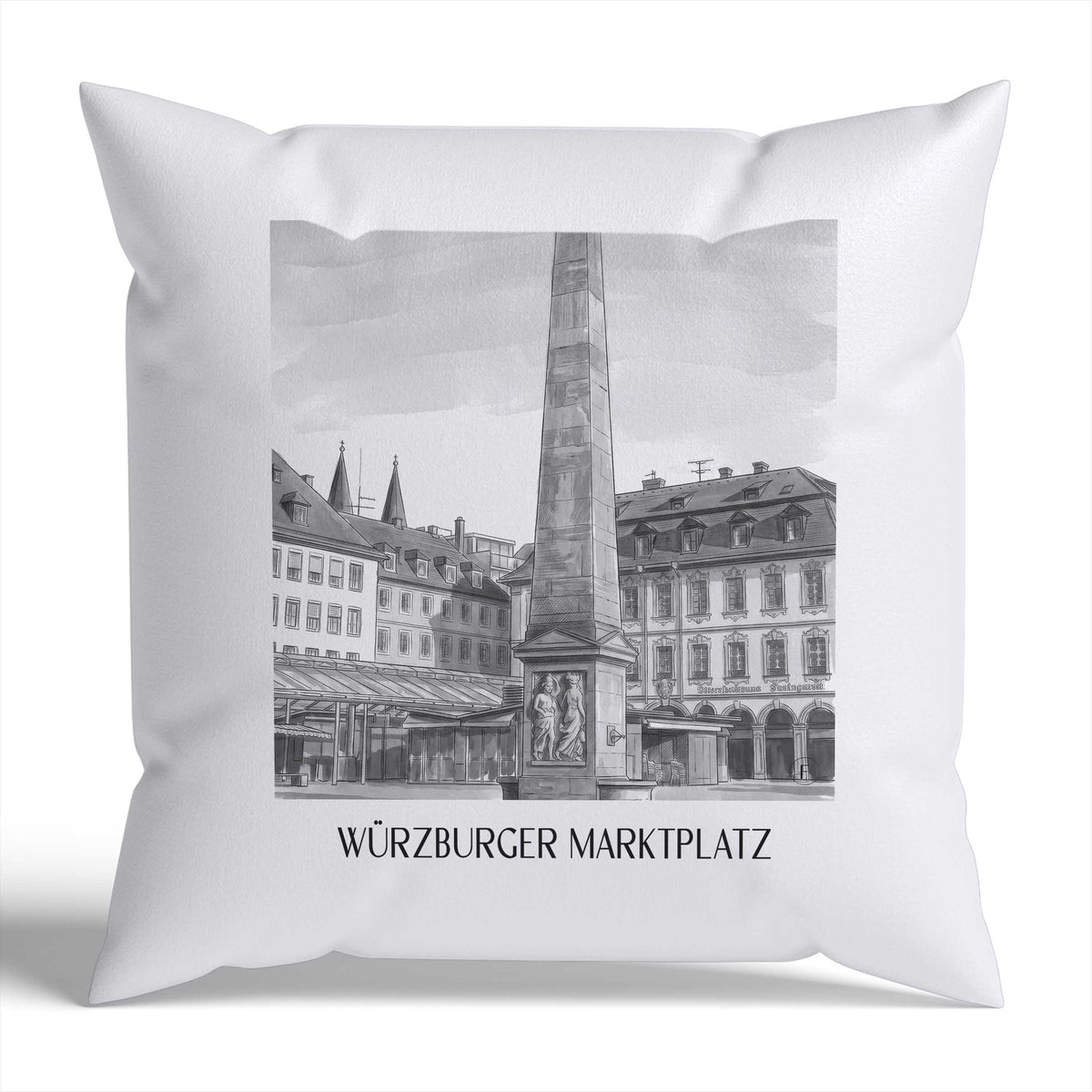 marktplatz-würzburg-deutschland-kissenbezug-aquarell-schwarz-weiss