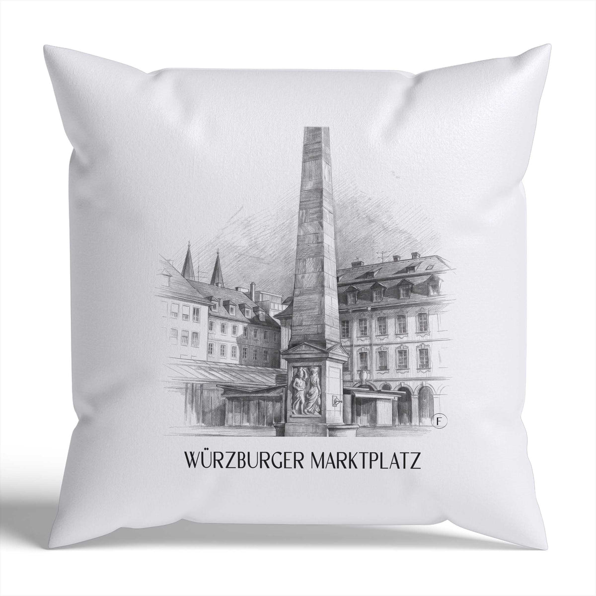 marktplatz-würzburg-deutschland-kissenbezug-bleistift-zeichnung-drawing