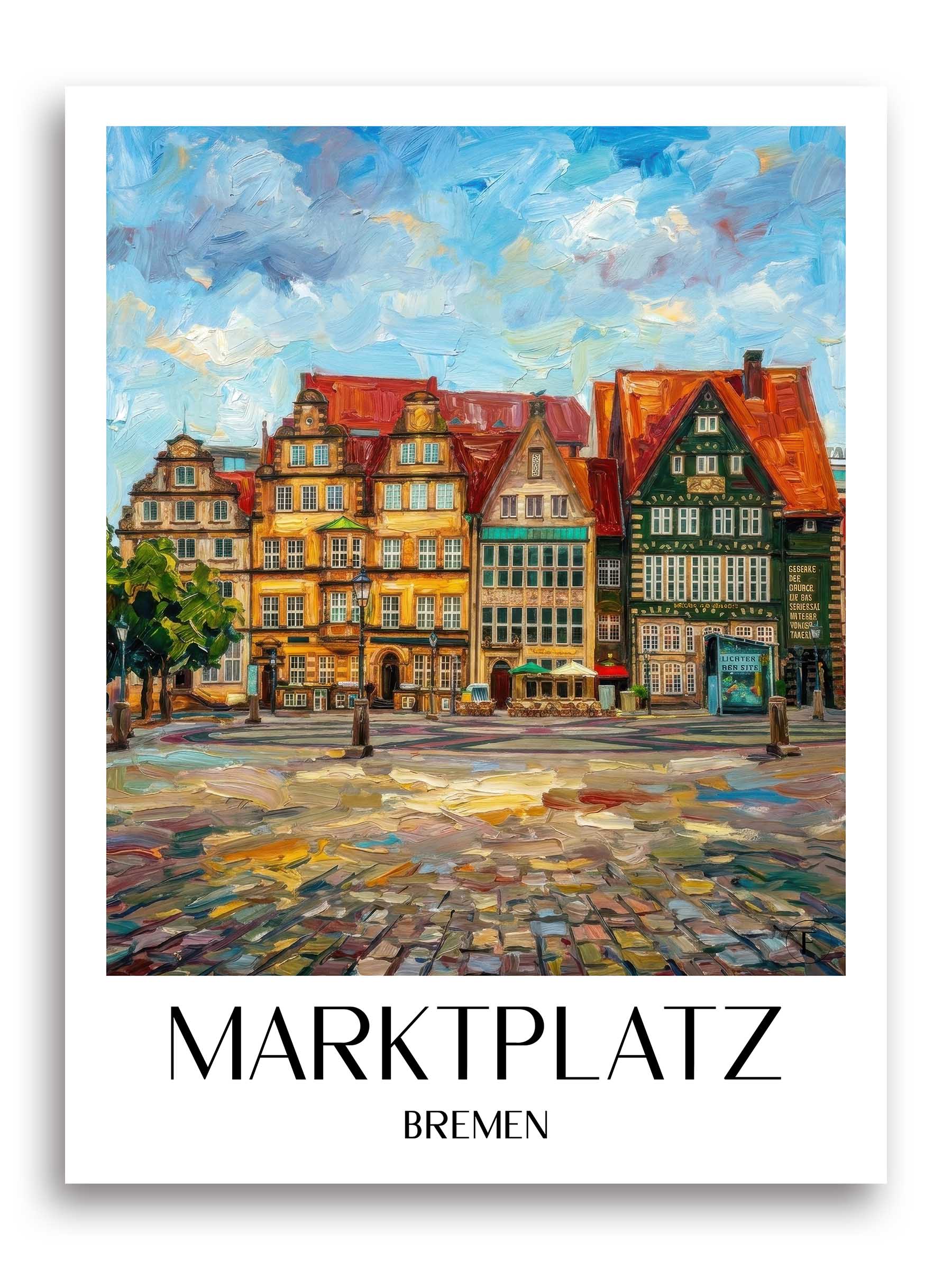 marktplatz-bremen-deutschland-poster-oil-painting-oelgemaelde