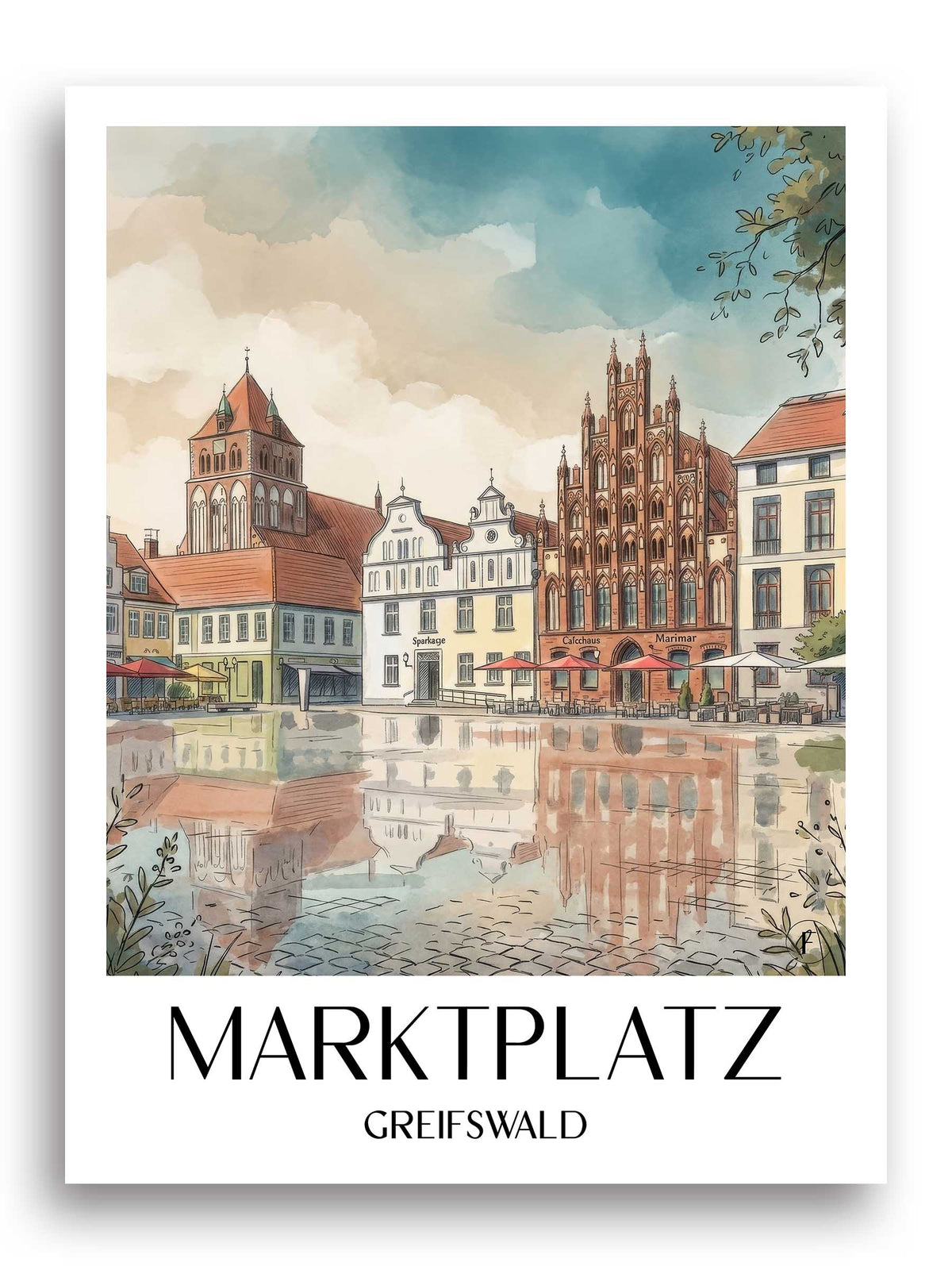 marktplatz-greifswald-deutschland-poster-aquarell