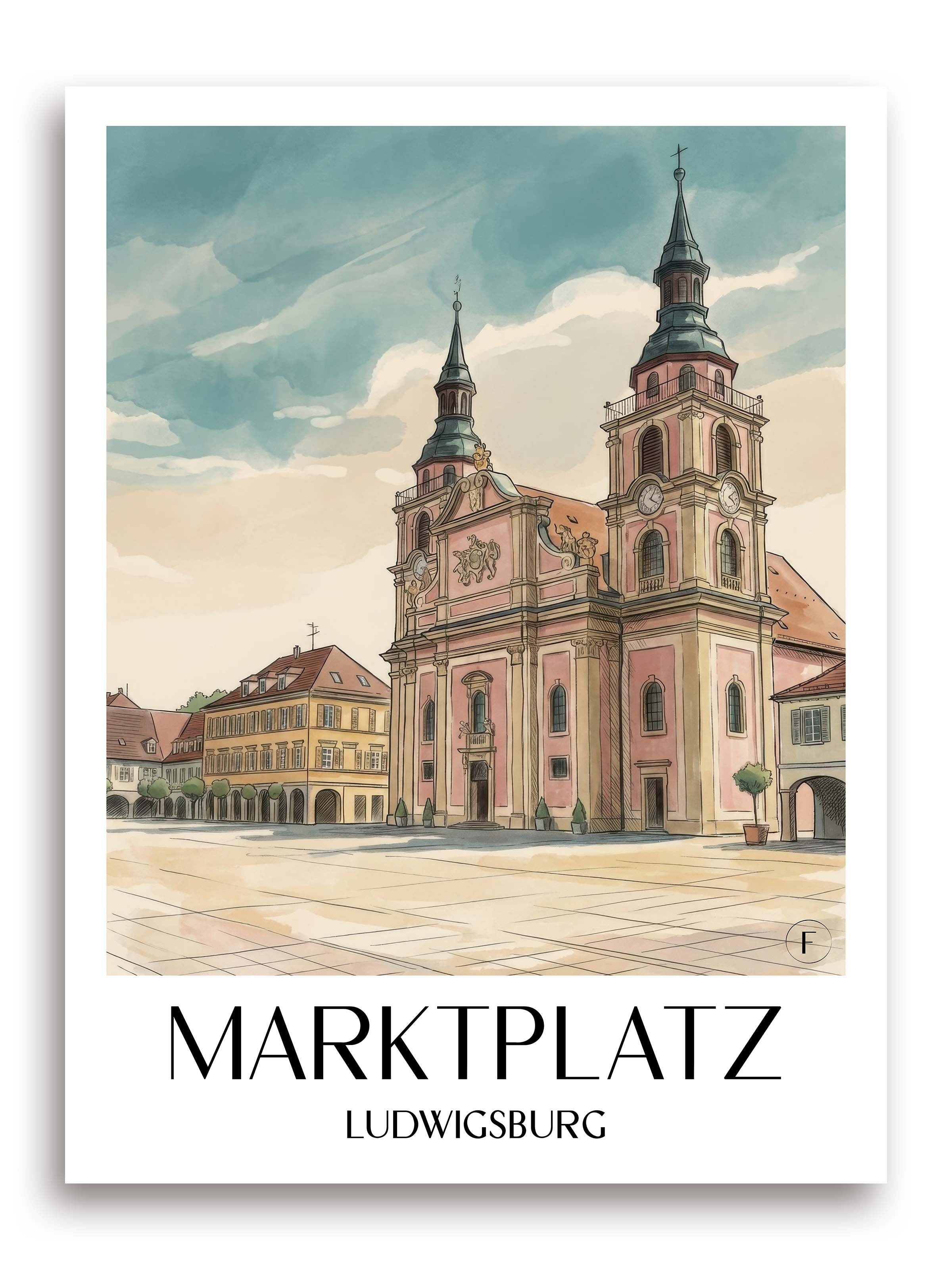 marktplatz-ludwigsburg-deutschland-poster-aquarell