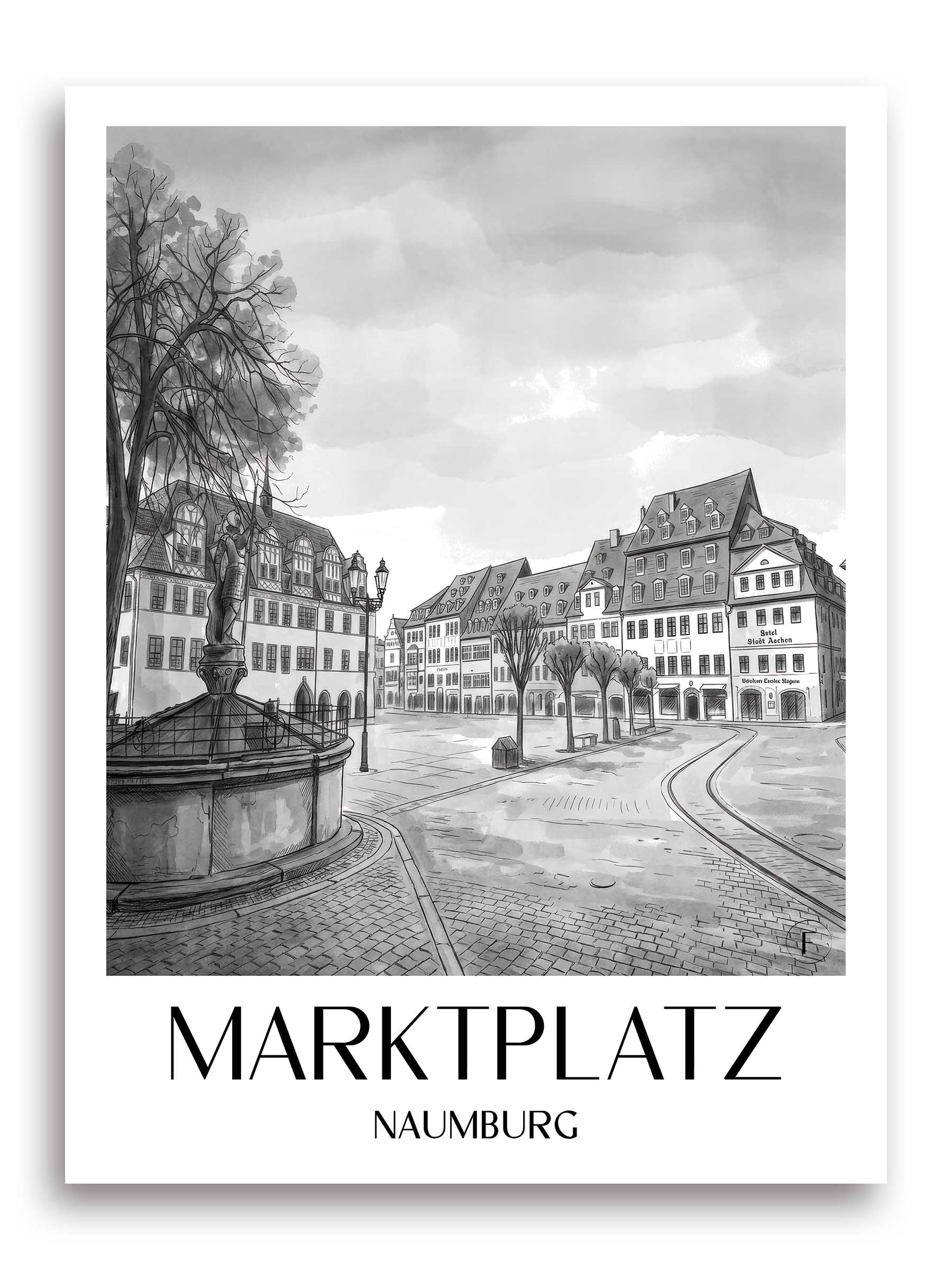 marktplatz-naumburg-deutschland-poster-aquarell-schwarz-weiss