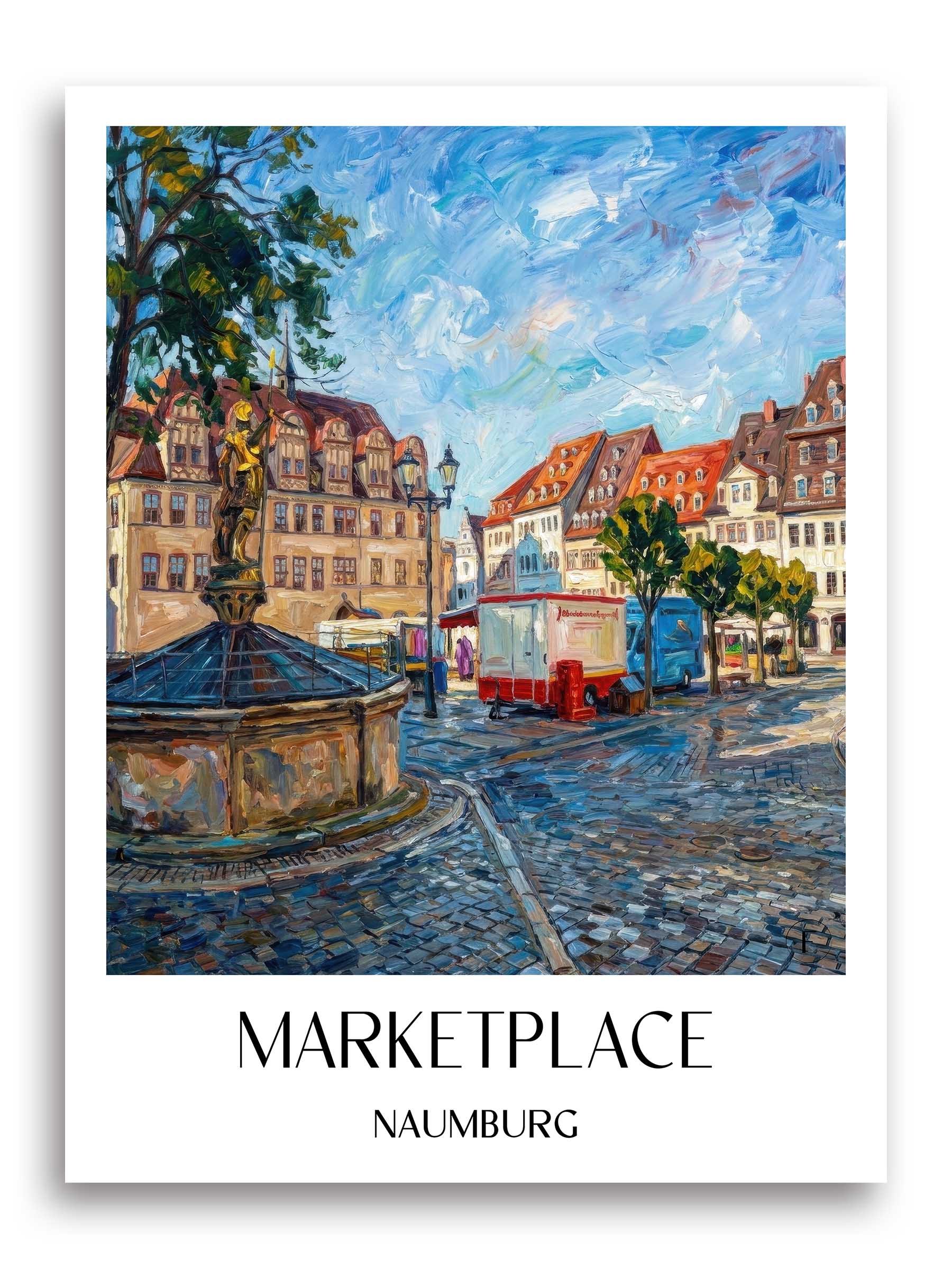 Marktplatz Poster - Naumburg - Deutschland Kunstdruck - Ölgemälde von A4 bis A1 - favplace
