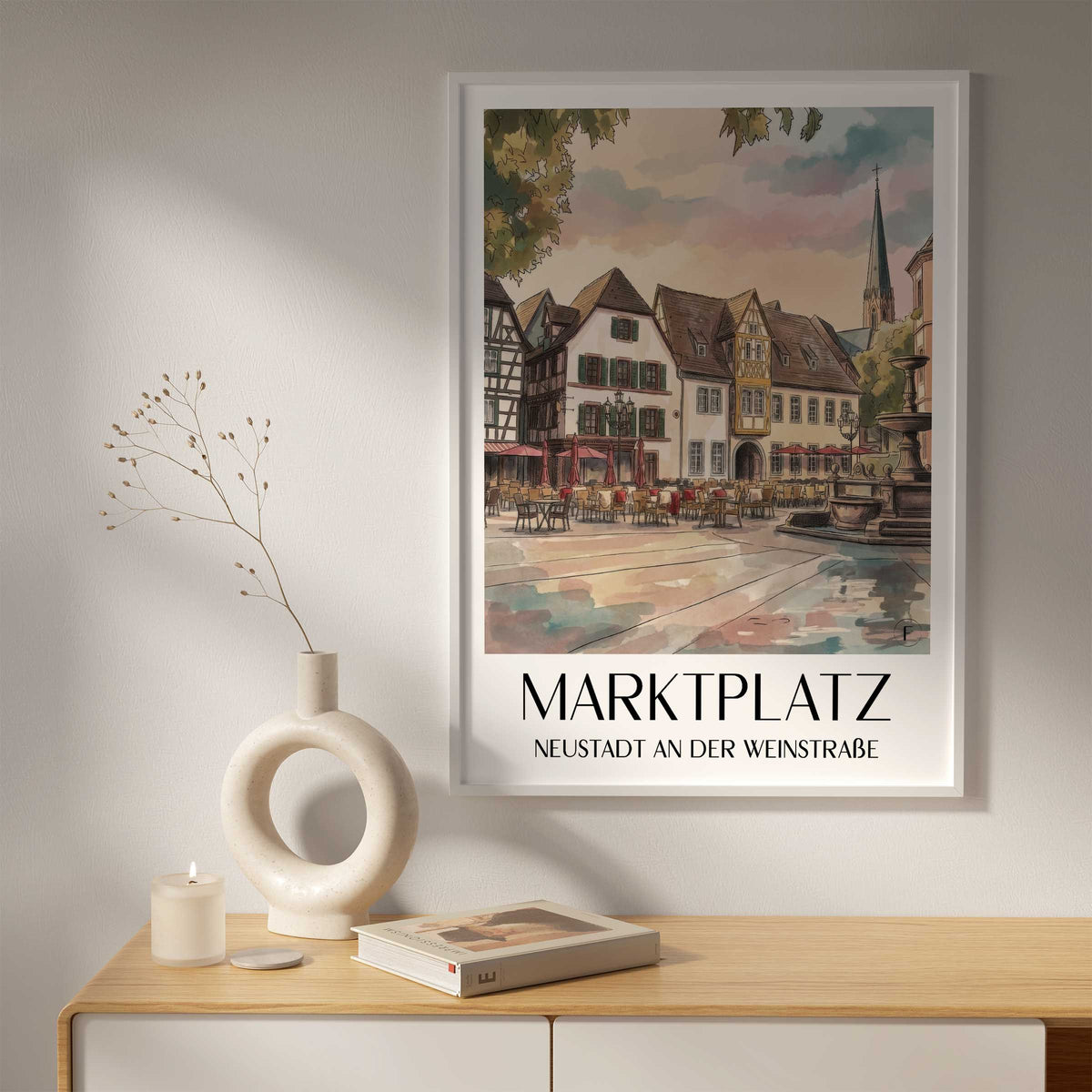 marktplatz-neustadt-an-der-weinstraße-deutschland-poster-aquarell