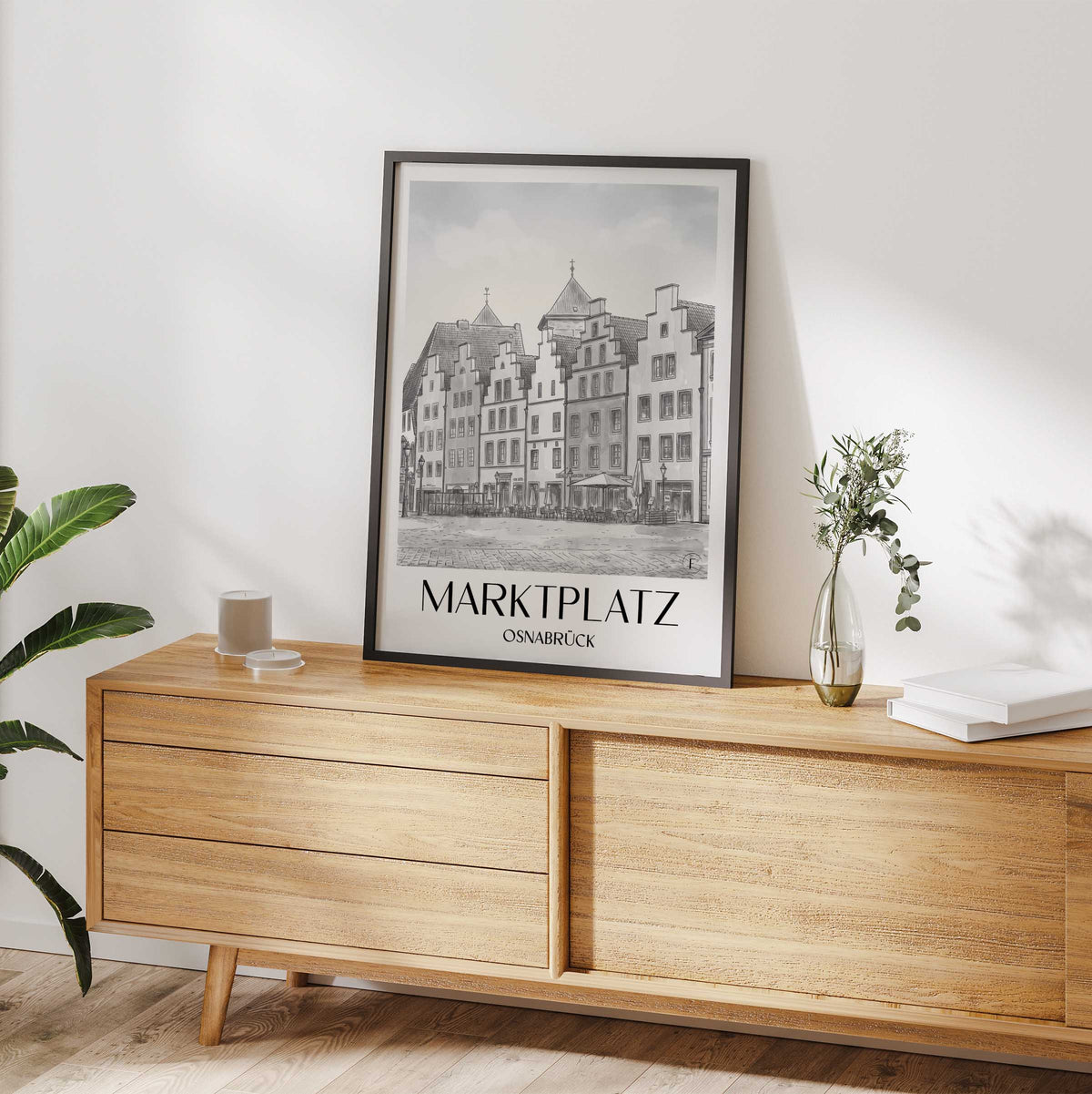 marktplatz-osnabrück-deutschland-poster-aquarell-schwarz-weiss