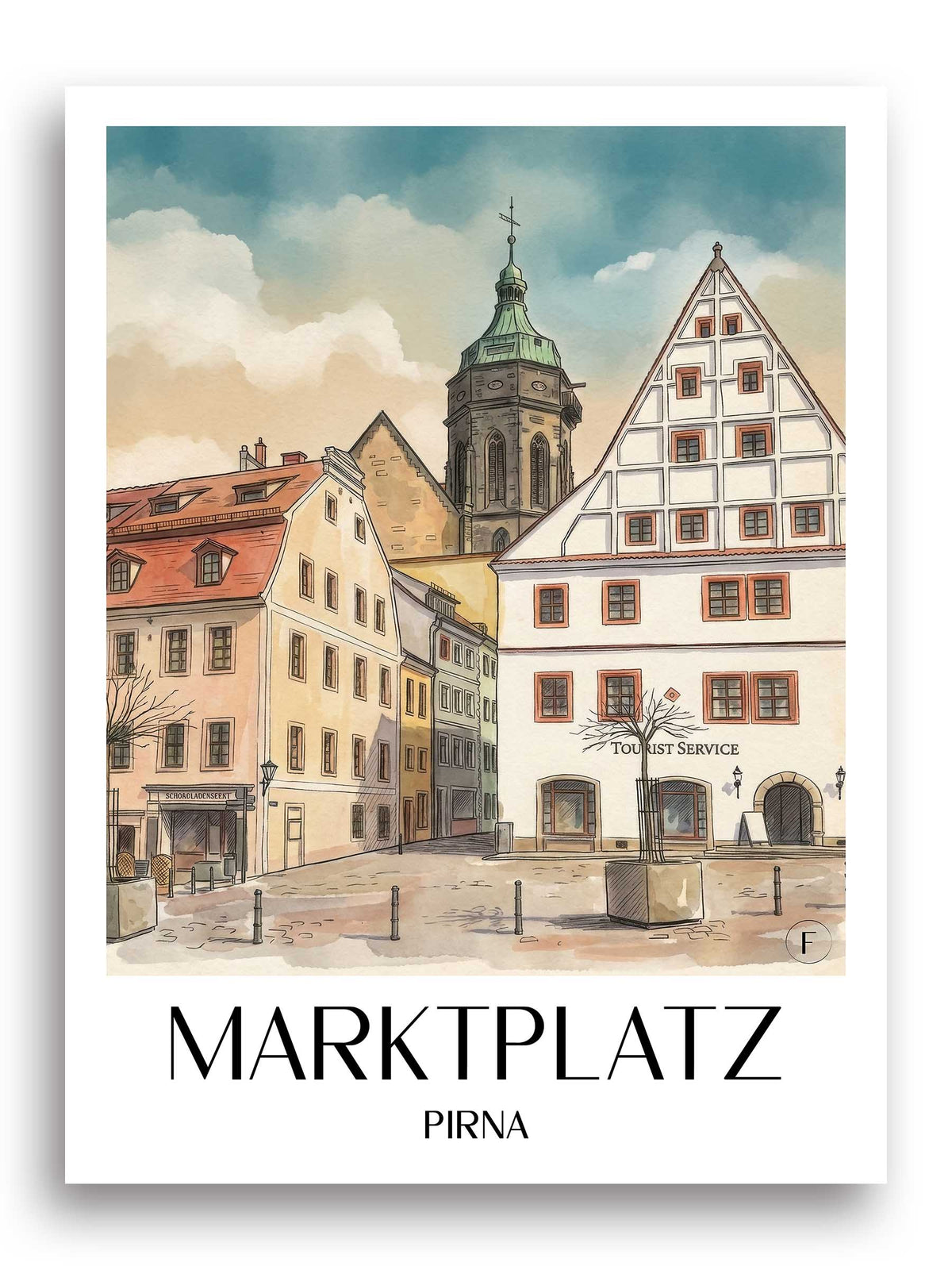 marktplatz-pirna-deutschland-poster-aquarell