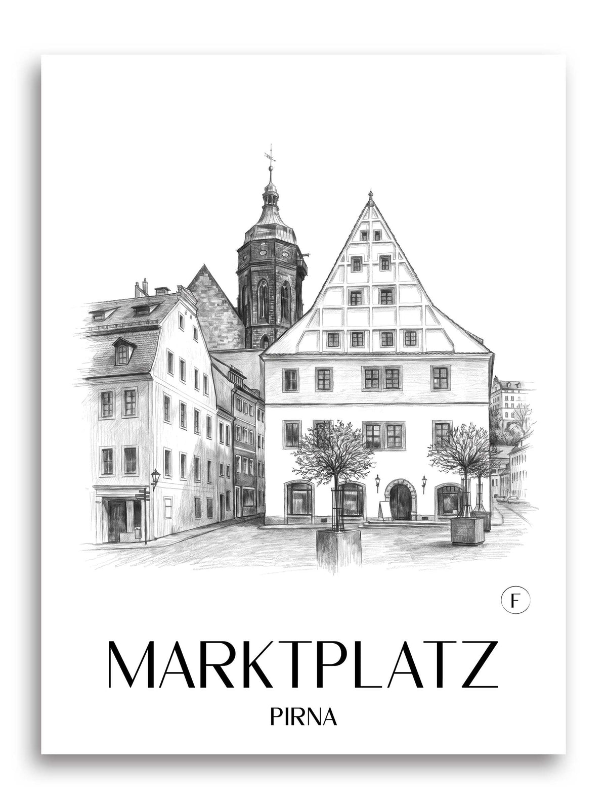 marktplatz-pirna-deutschland-poster-bleistift-zeichnung-drawing