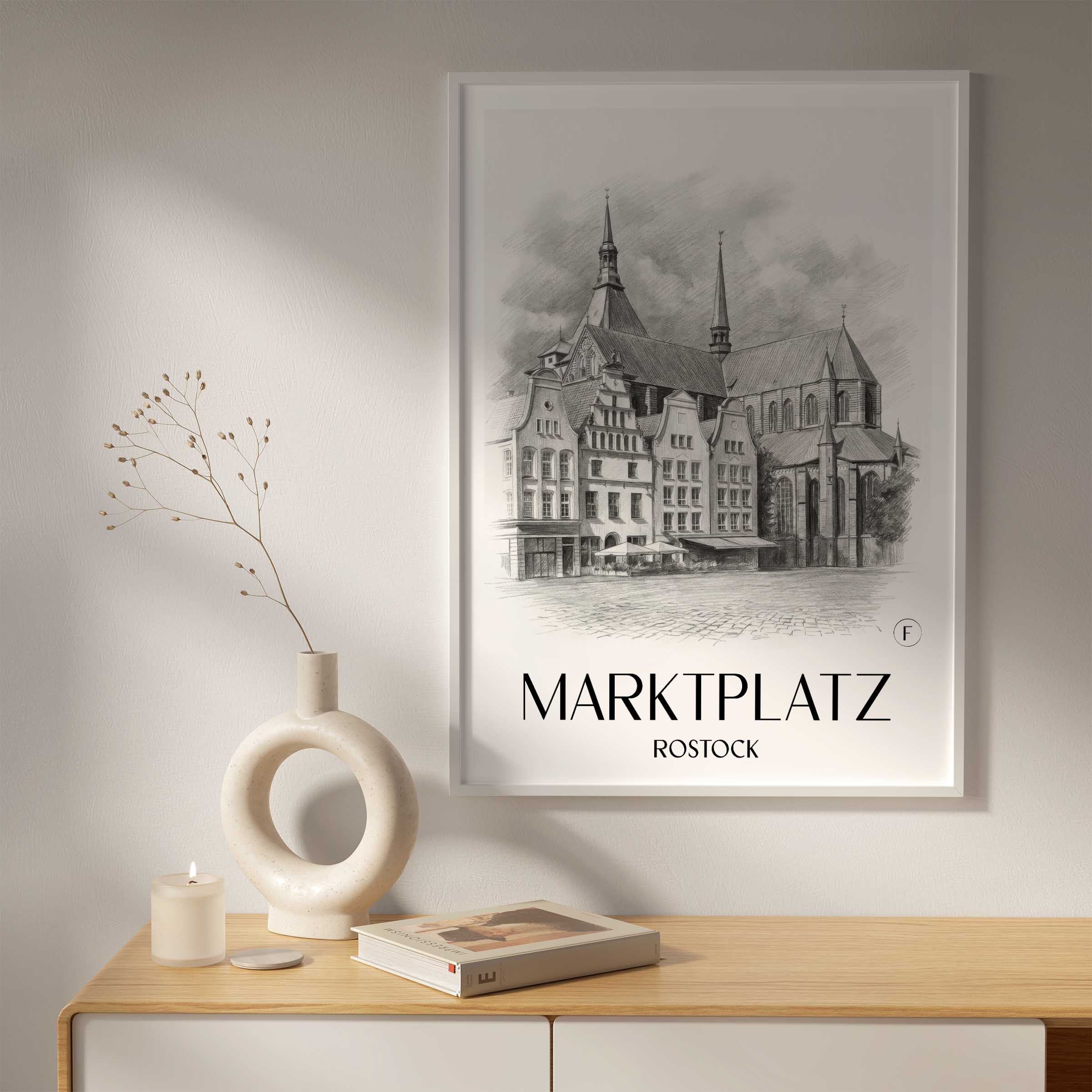 marktplatz-rostock-deutschland-poster-bleistift-zeichnung-drawing