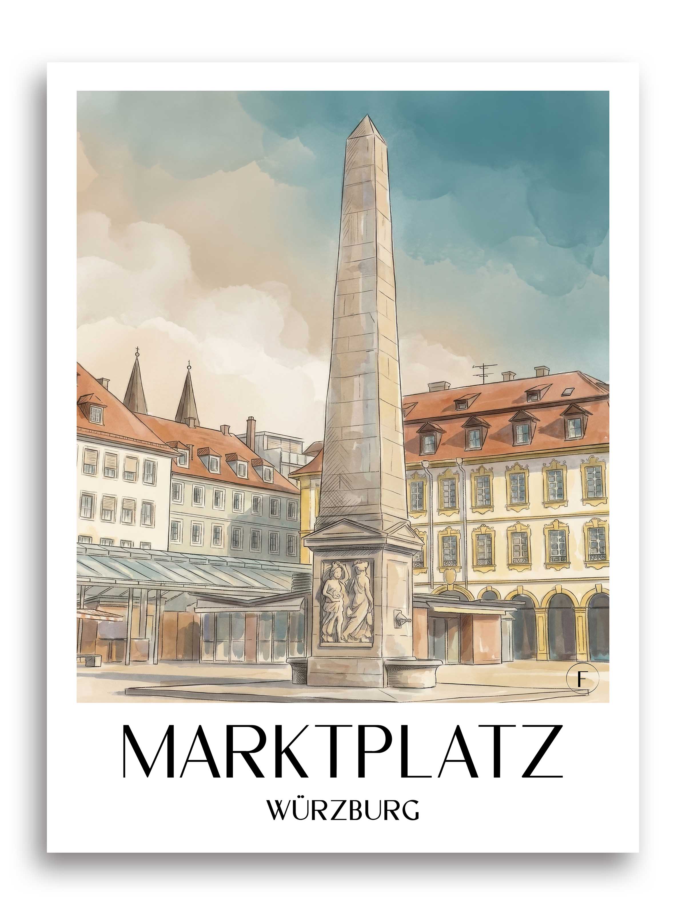 marktplatz-würzburg-deutschland-poster-aquarell