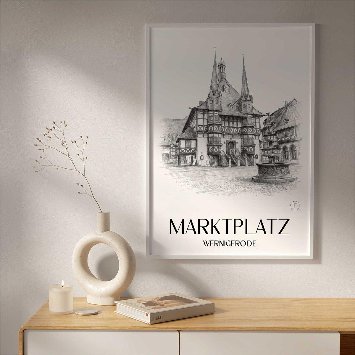 marktplatz-wernigerode-deutschland-poster-bleistift-zeichnung-drawing