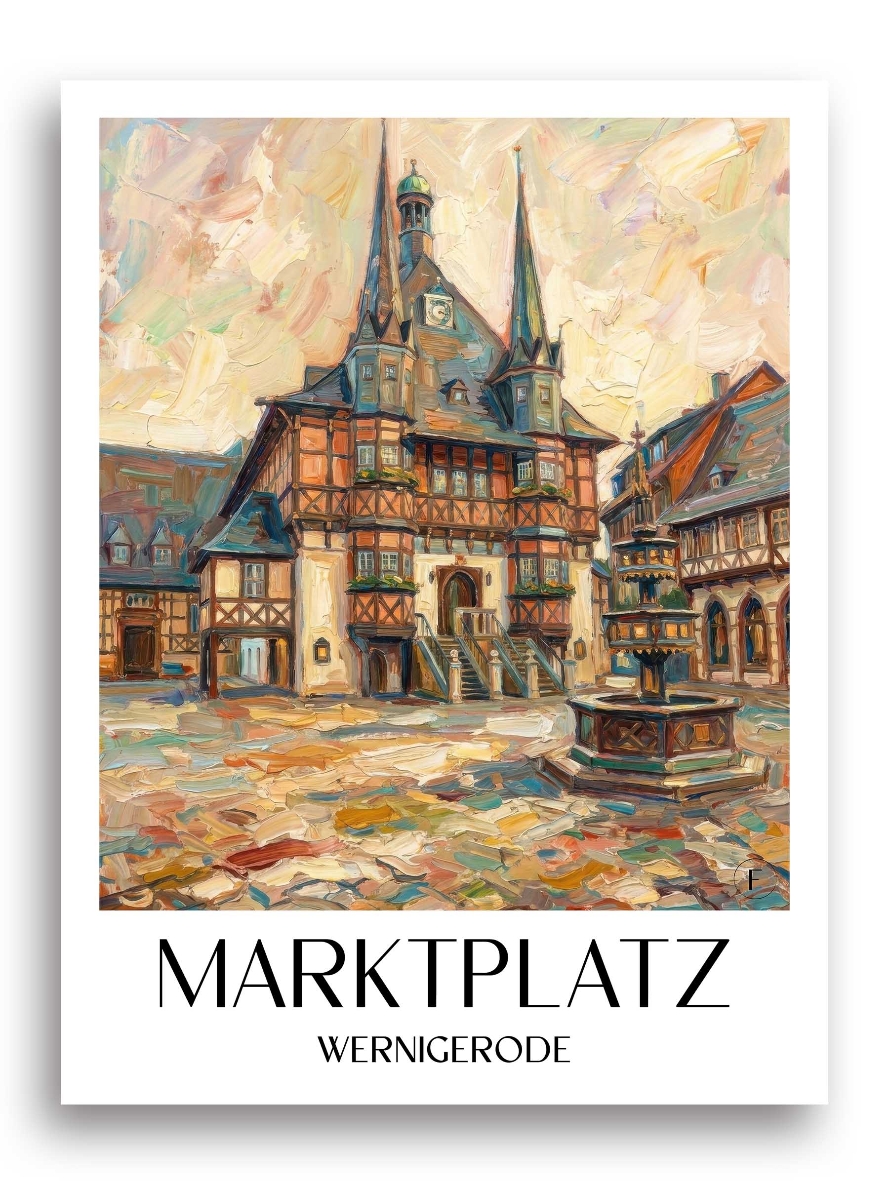 marktplatz-wernigerode-deutschland-poster-oil-painting-oelgemaelde