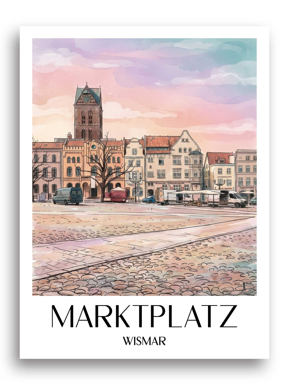 marktplatz-wismar-deutschland-poster-aquarell