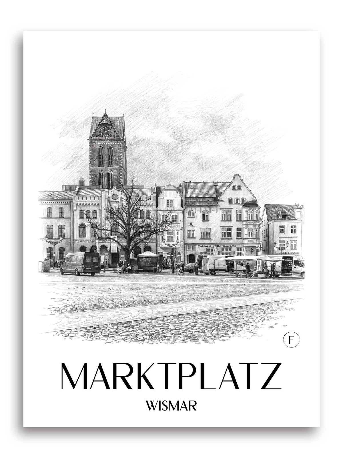 marktplatz-wismar-deutschland-poster-bleistift-zeichnung-drawing