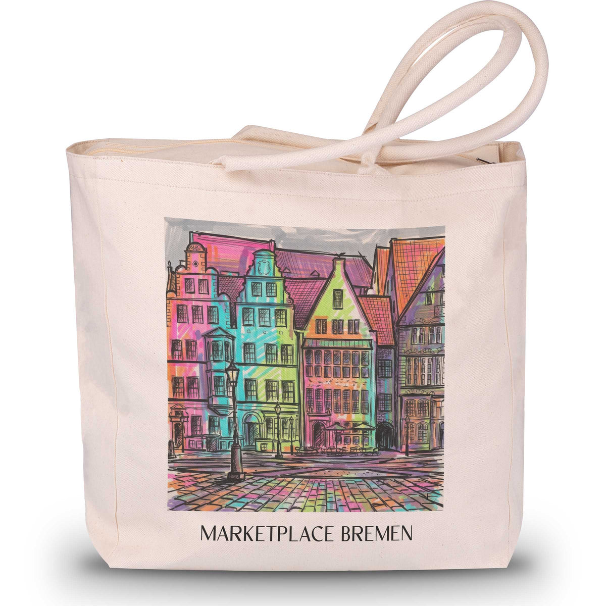 Marktplatz Shopping Tasche - Bremen - Deutschland Tote Bag - Einkaufstasche im Tag Graffiti Stil - favplace