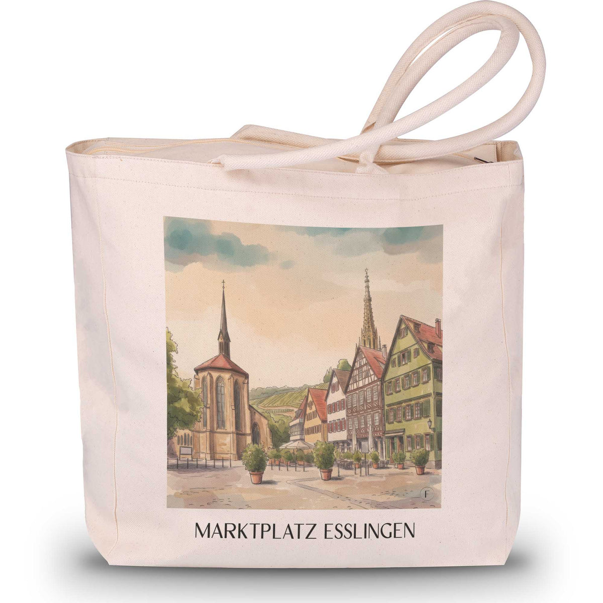 marktplatz-esslingen-am-neckar-deutschland-einkaufstasche-aquarell