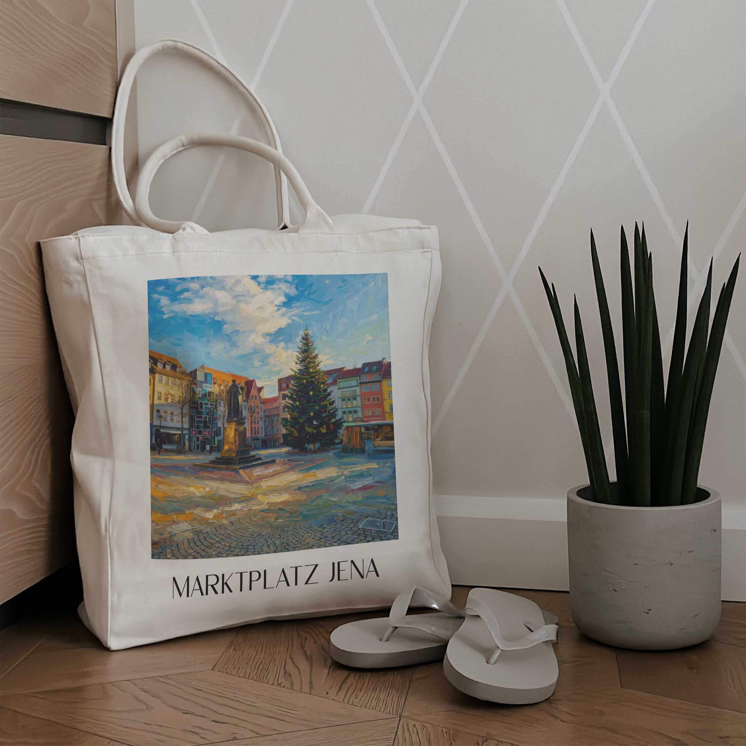 marktplatz-jena-deutschland-einkaufstasche-oil-painting-oelgemaelde
