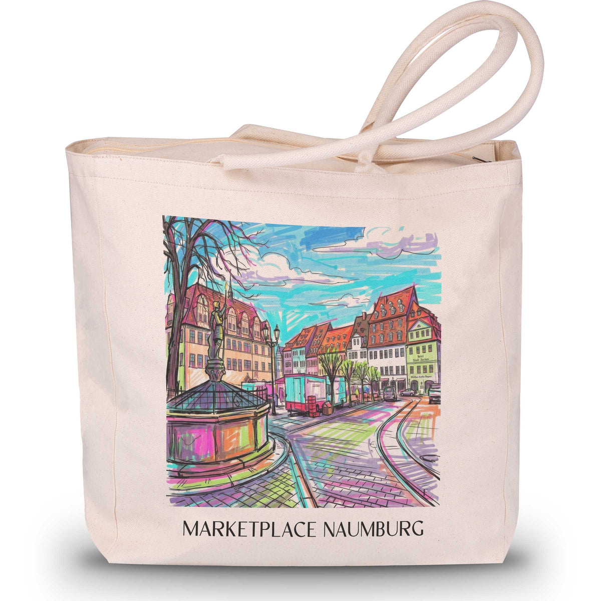 Marktplatz Shopping Tasche - Naumburg - Deutschland Tote Bag - Einkaufstasche im Tag Graffiti Stil - favplace