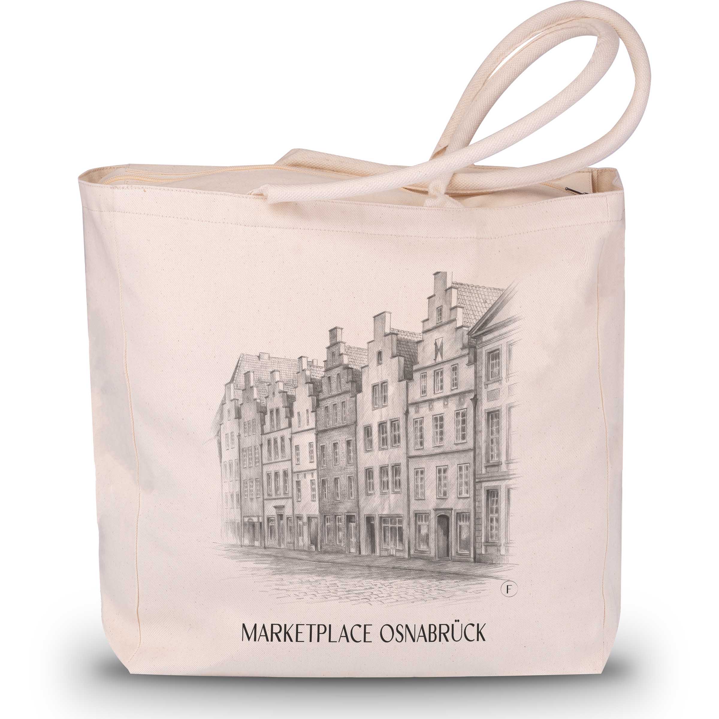Marktplatz Shopping Tasche - Osnabrück - Deutschland Tote Bag - Einkaufstasche im Zeichnung Stil - favplace