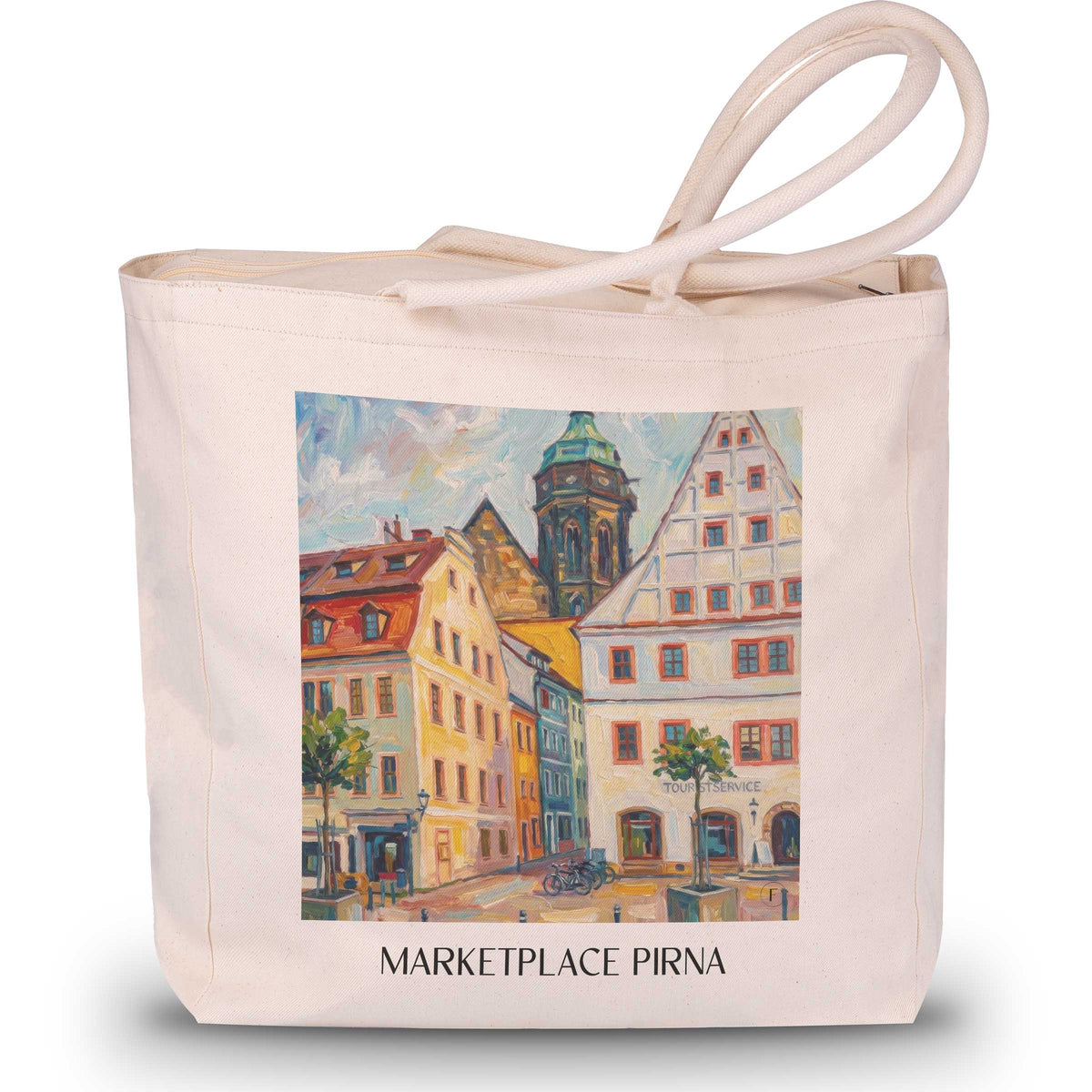 Marktplatz Shopping Tasche - Pirna - Deutschland Tote Bag - Einkaufstasche im Ölgemälde Stil - favplace