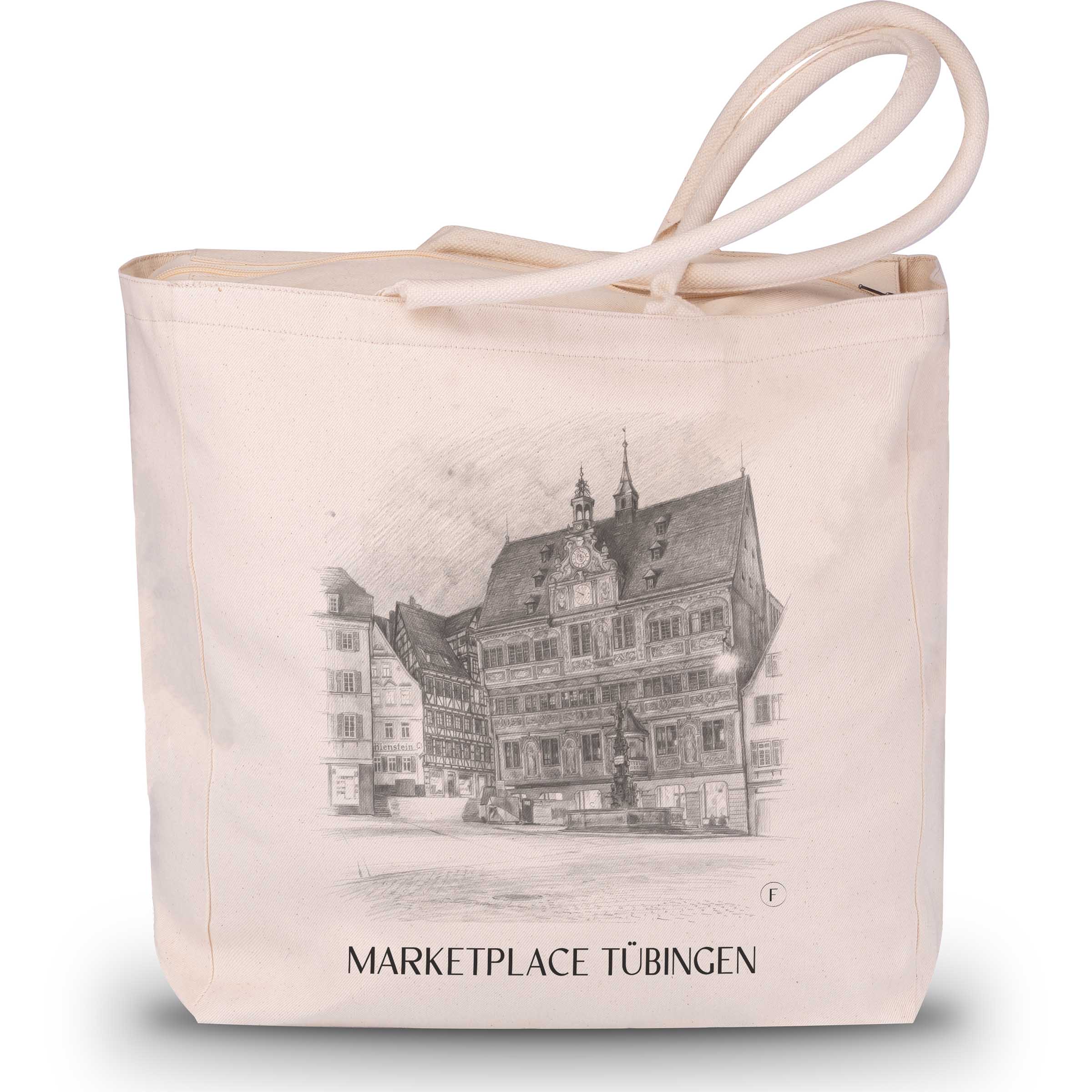 Marktplatz Shopping Tasche - Tübingen - Deutschland Tote Bag - Einkaufstasche im Zeichnung Stil