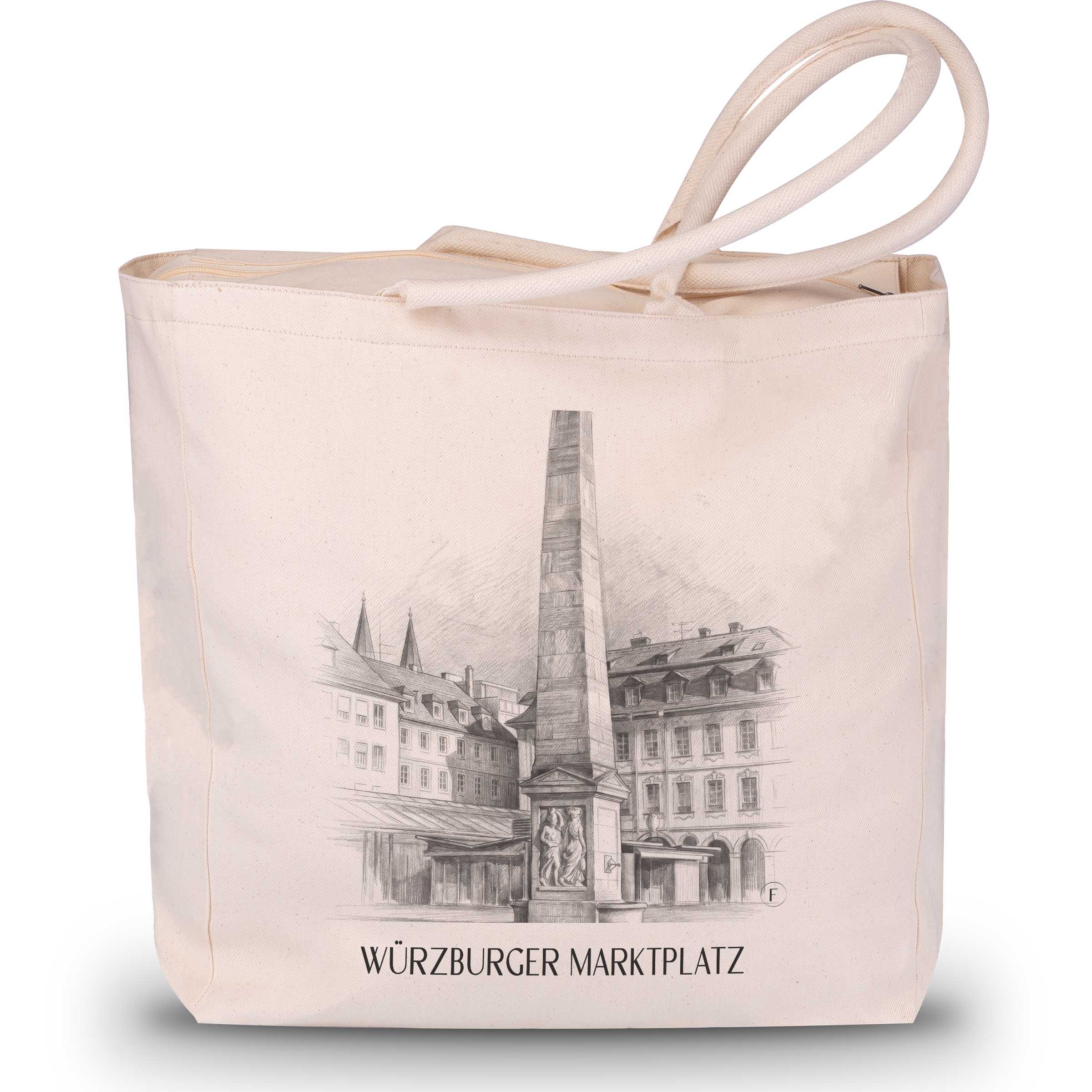 marktplatz-würzburg-deutschland-einkaufstasche-bleistift-zeichnung-drawing