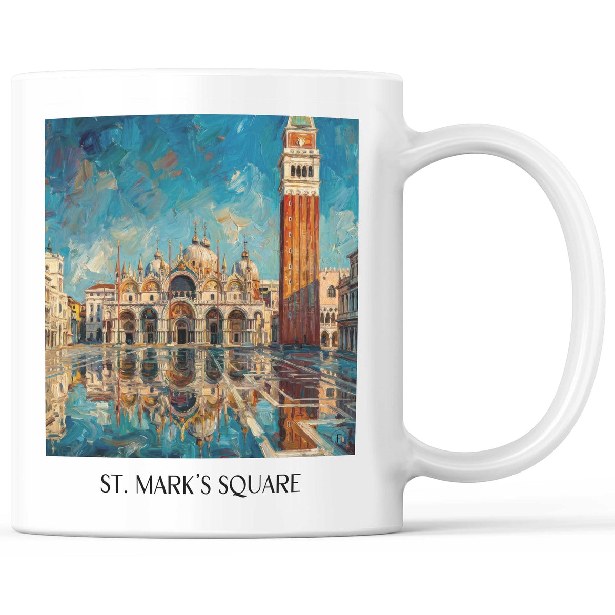 Markusplatz Kaffeebecher - Venedig - Italien Becher - Kaffeetasse im Ölgemälde Stil - favplace