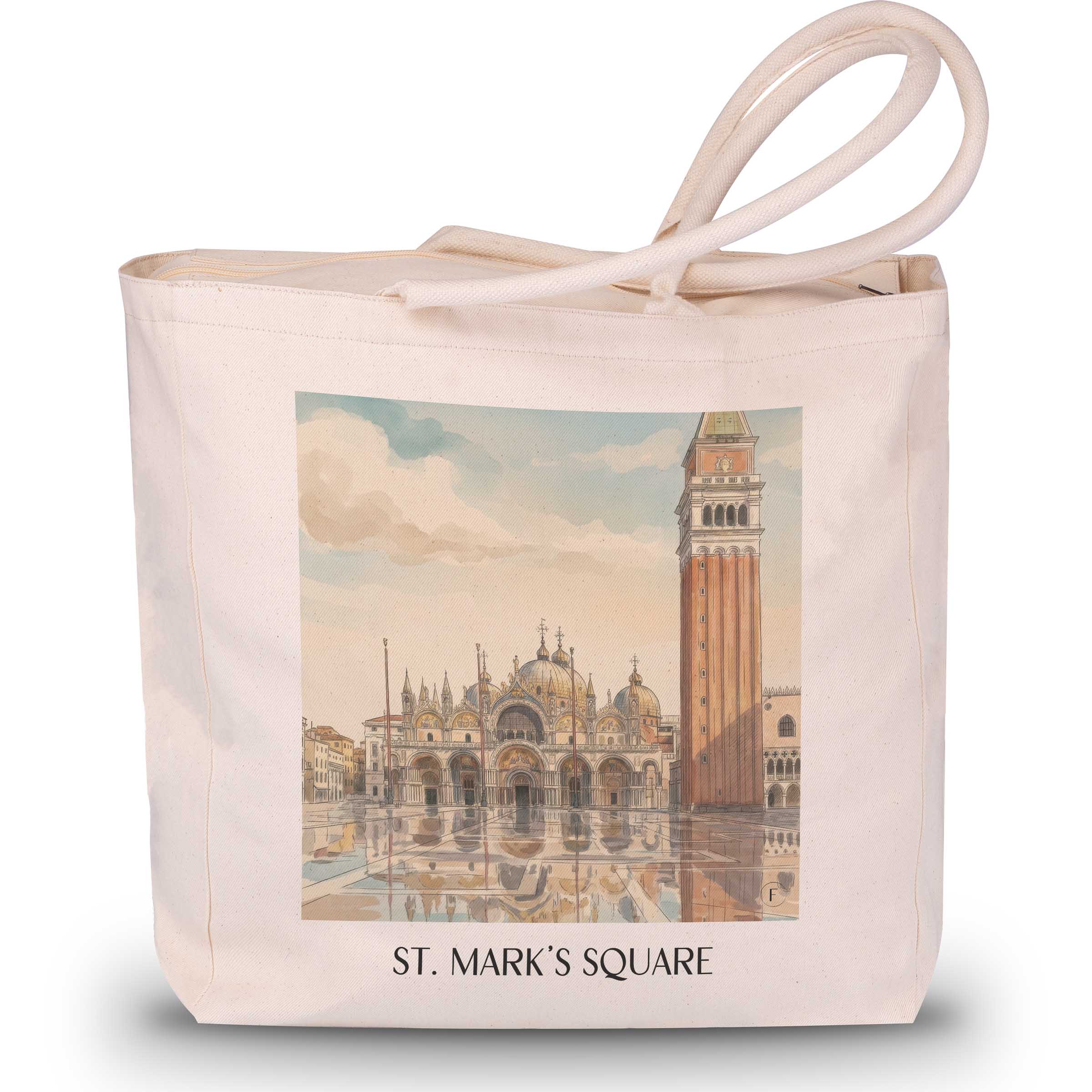Markusplatz Shopping Tasche - Venedig - Italien Tote Bag - Einkaufstasche im Aquarell Stil - favplace