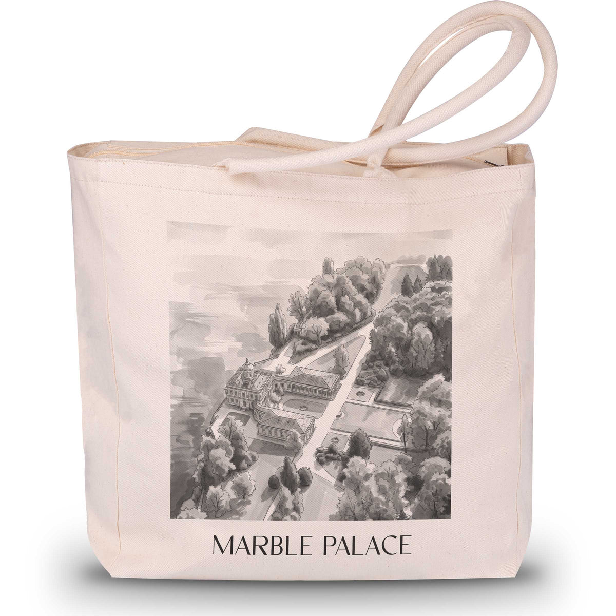 Marmorpalais Shopping Tasche - Potsdam - Deutschland Tote Bag - Einkaufstasche im Aquarell Schwarz-Weiß Stil - favplace